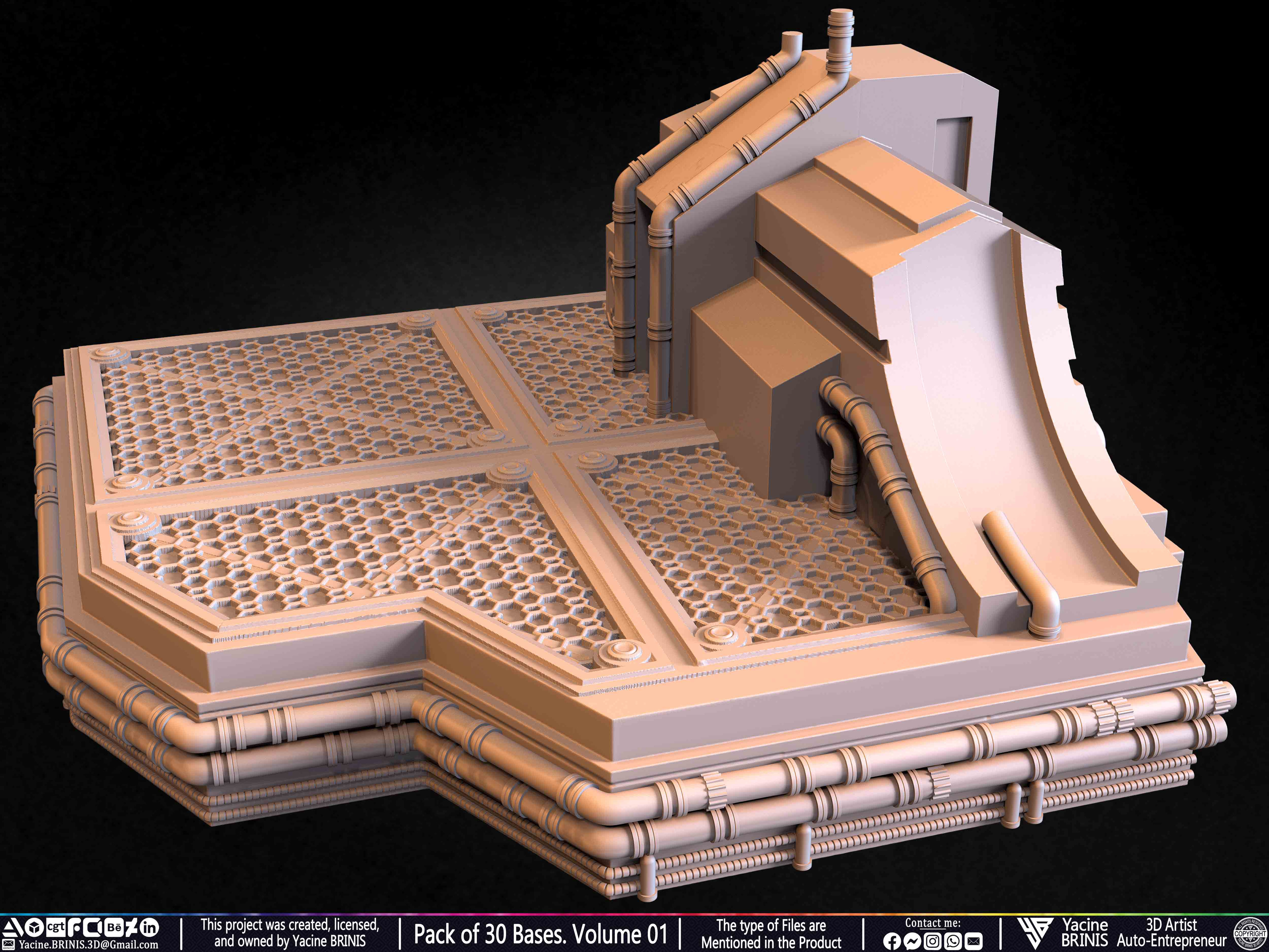 Pack of 30 Bases for Collectibles and 3D Printing Volume 01 Sculpted by Yacine BRINIS Set 023