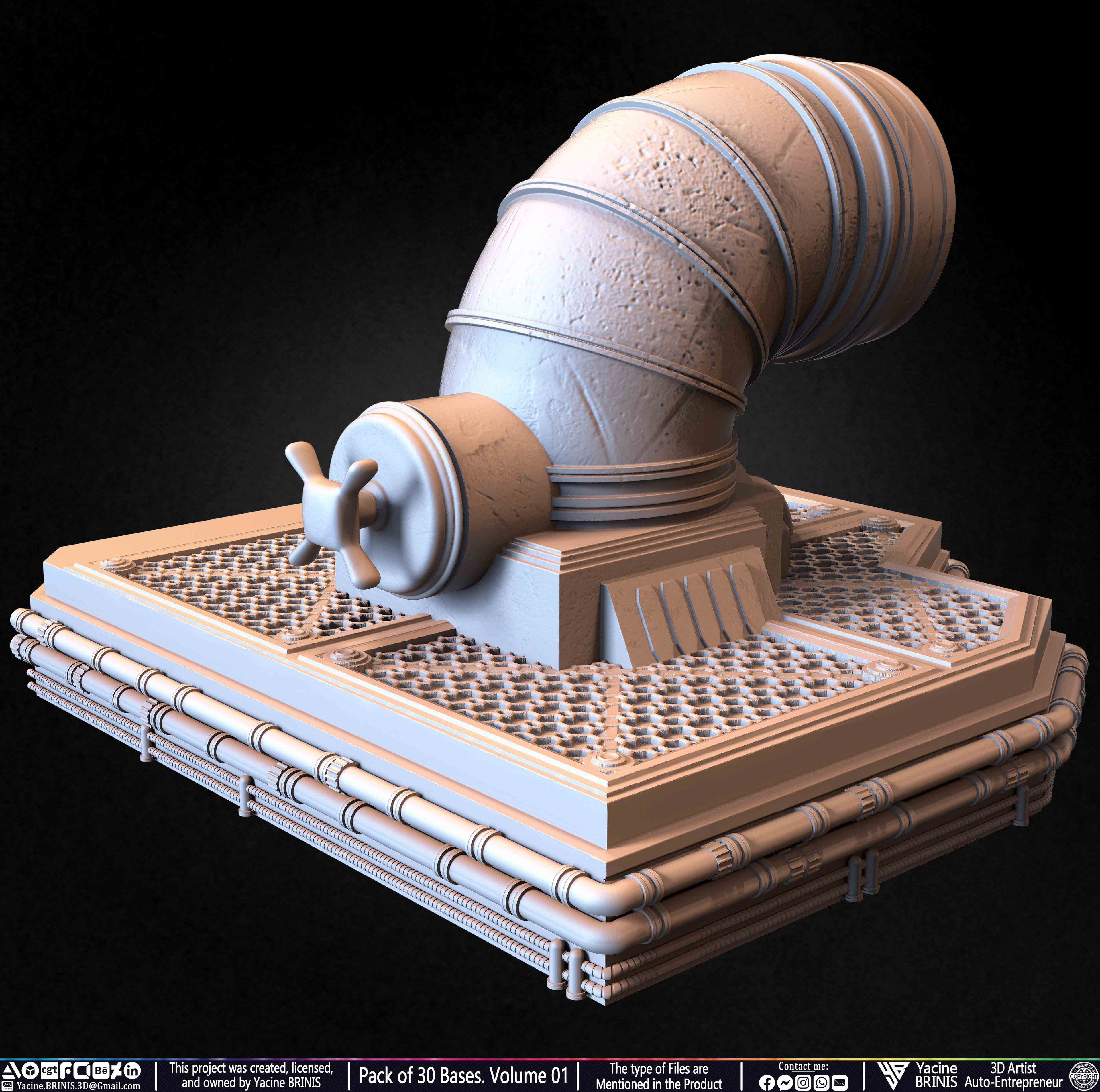 Pack of 30 Bases for Collectibles and 3D Printing Volume 01 Sculpted by Yacine BRINIS Set 026