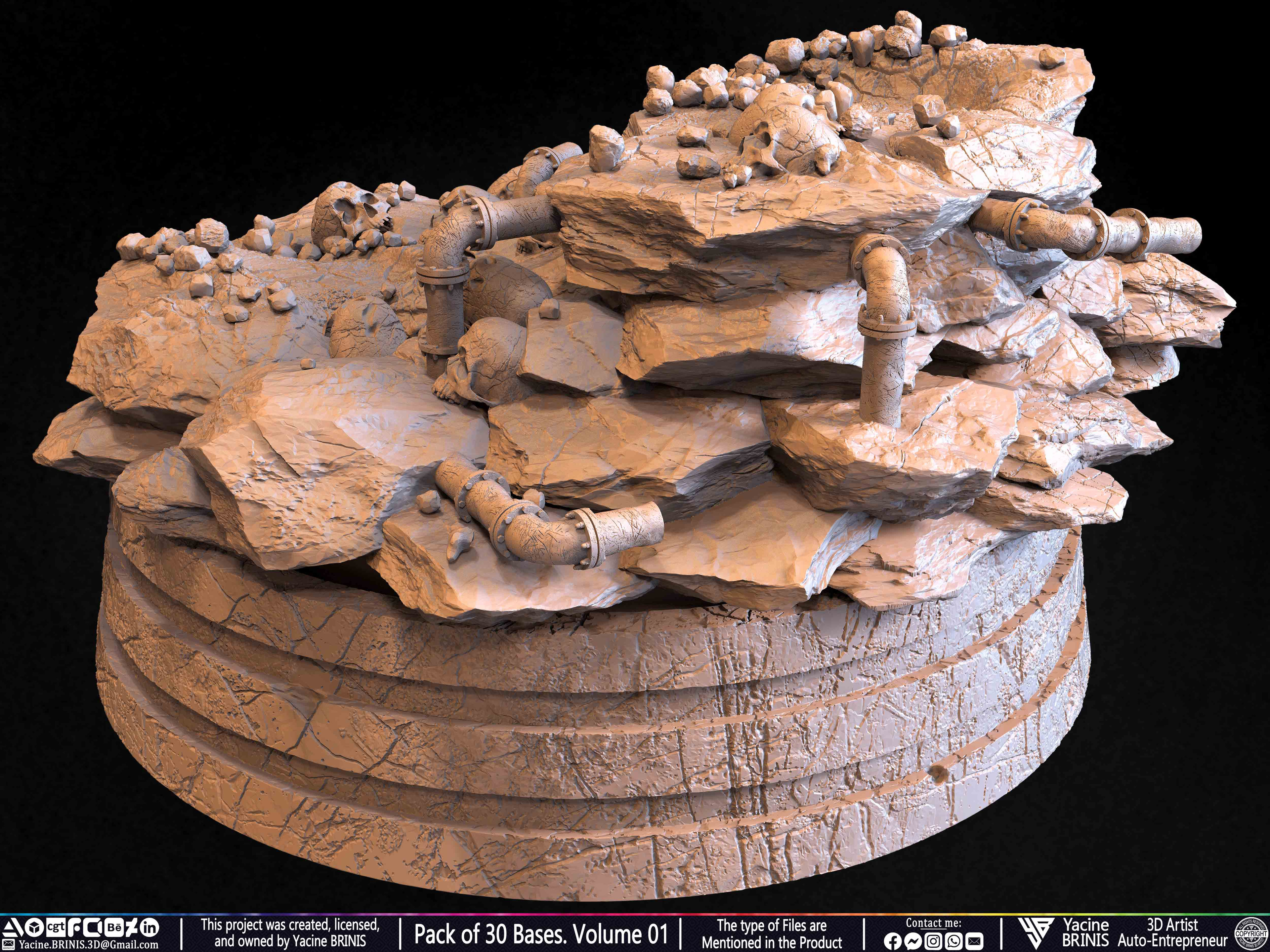 Pack of 30 Bases for Collectibles and 3D Printing Volume 01 Sculpted by Yacine BRINIS Set 027