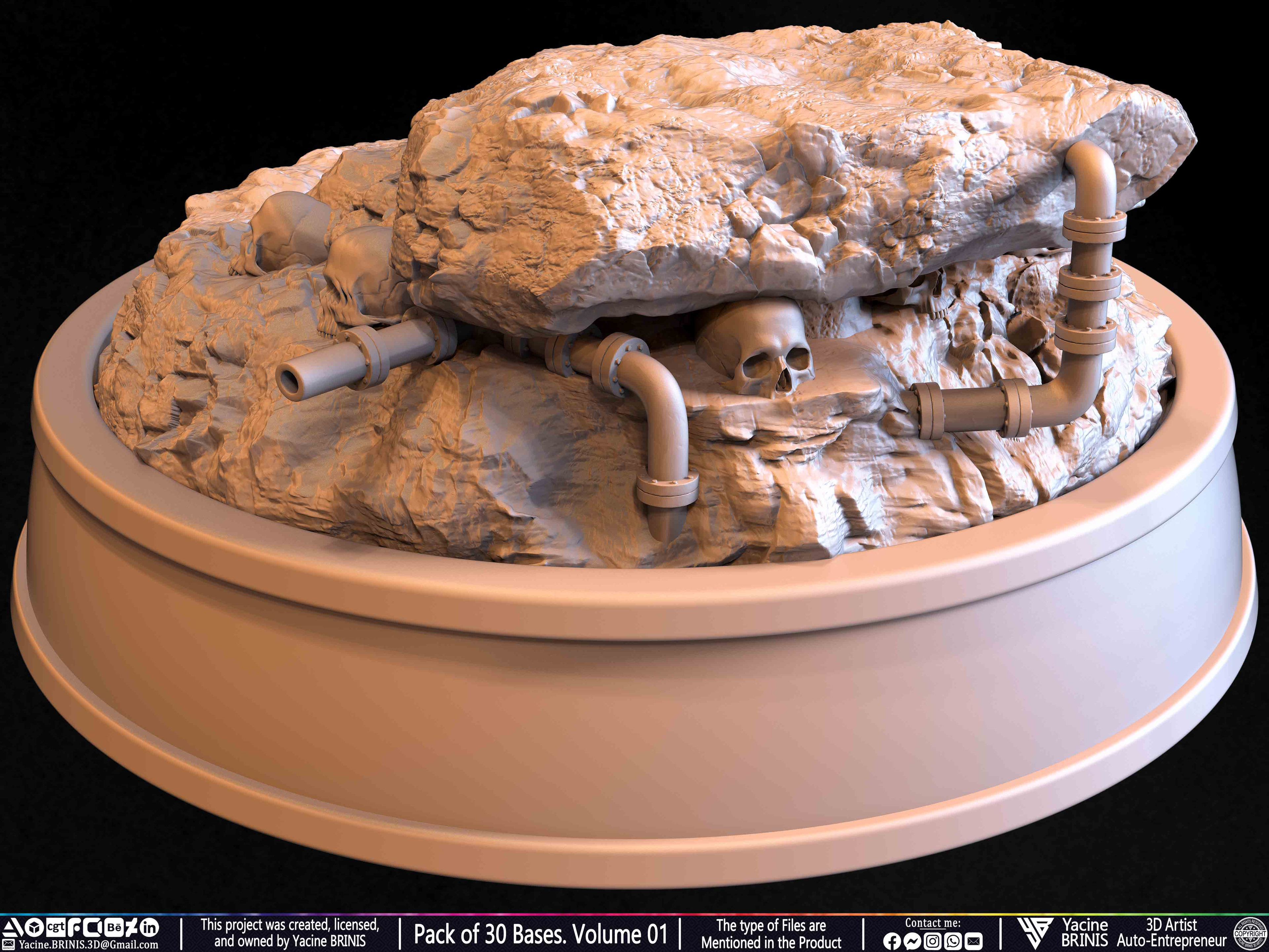 Pack of 30 Bases for Collectibles and 3D Printing Volume 01 Sculpted by Yacine BRINIS Set 031