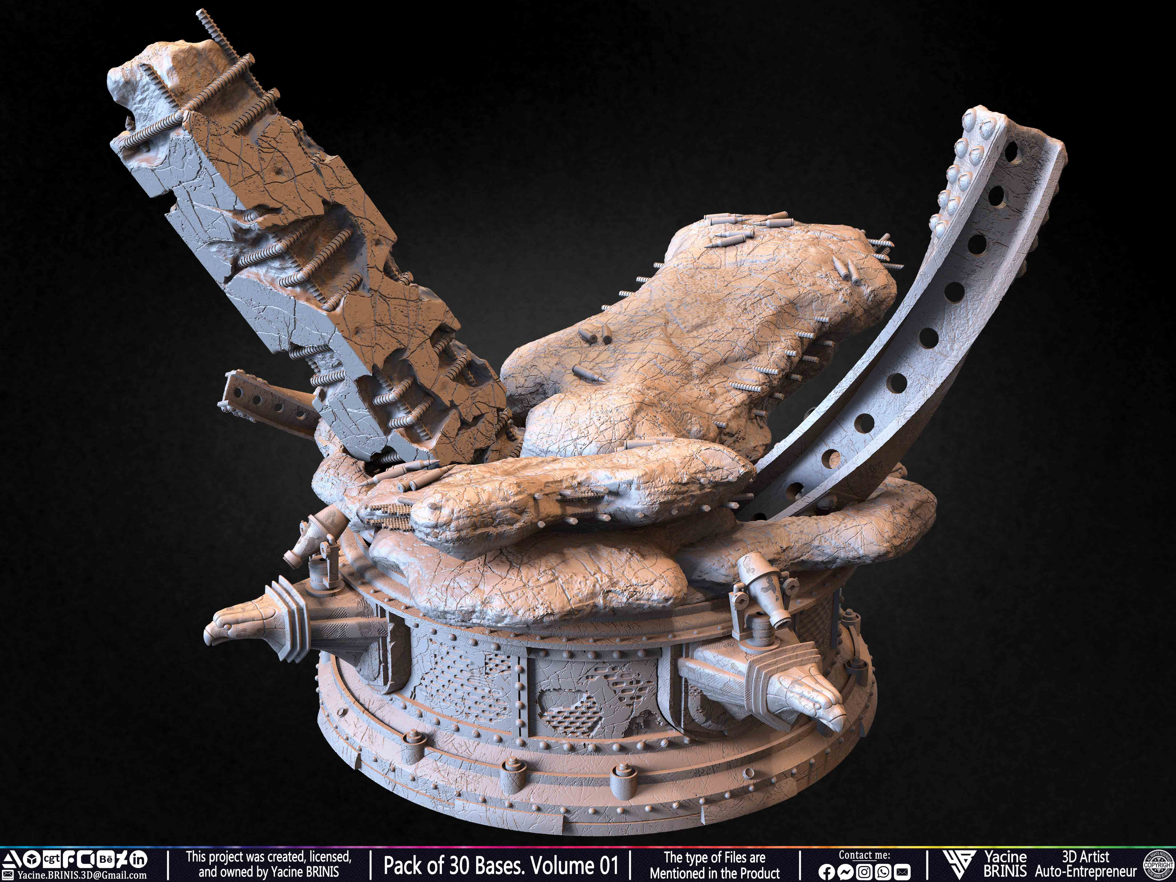 Pack of 30 Bases for Collectibles and 3D Printing Volume 01 Sculpted by Yacine BRINIS Set 035