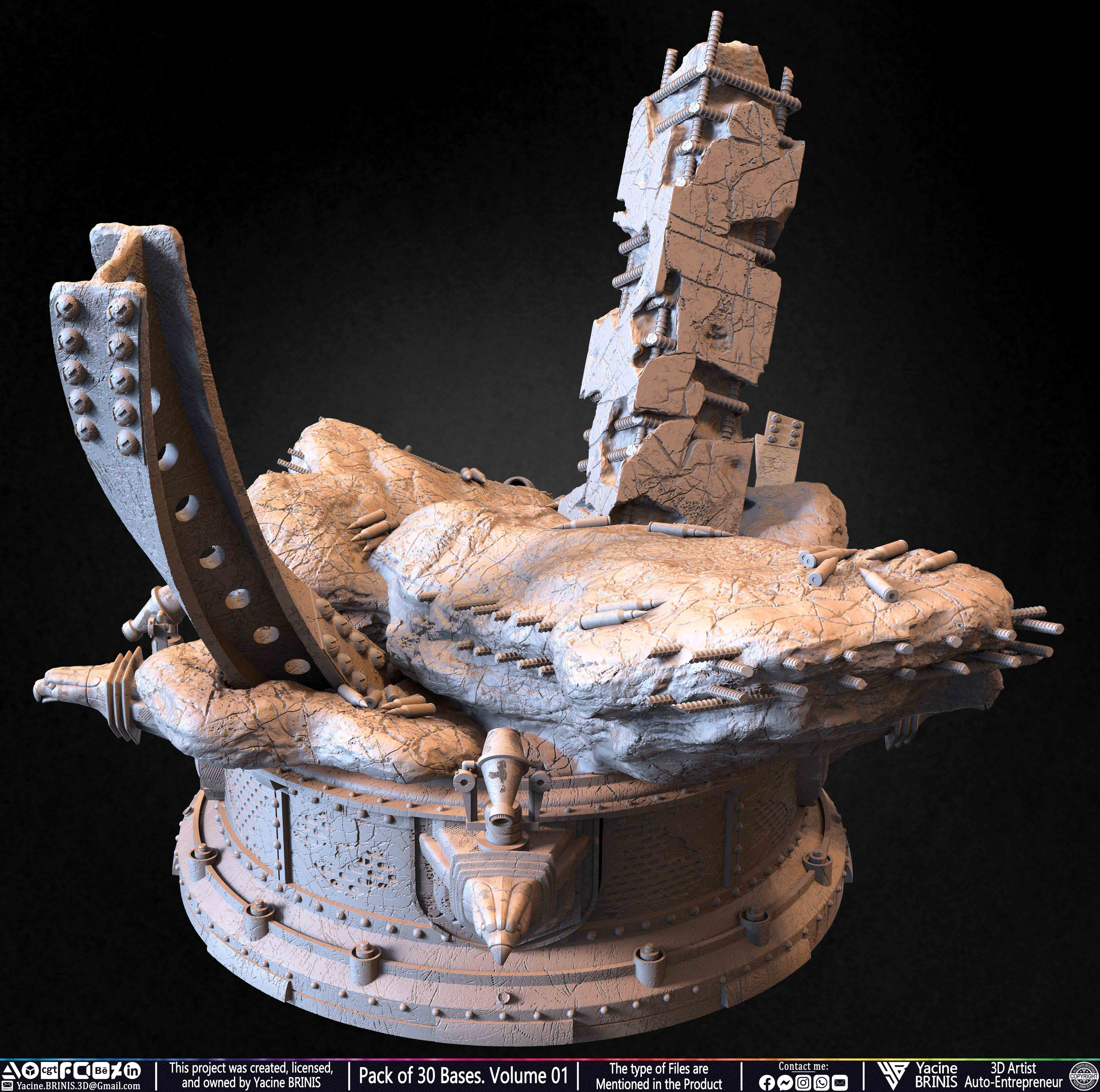 Pack of 30 Bases for Collectibles and 3D Printing Volume 01 Sculpted by Yacine BRINIS Set 036