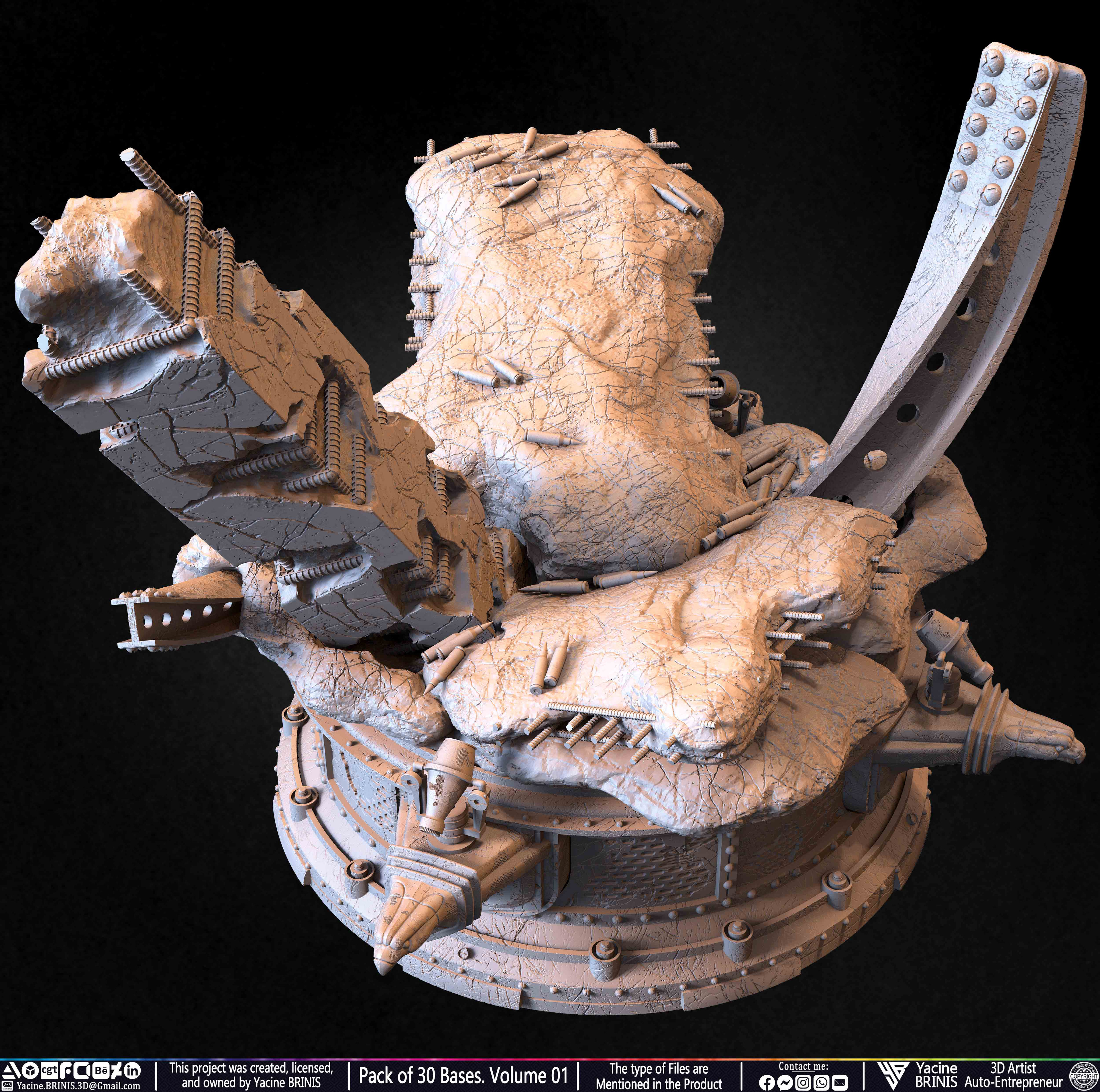 Pack of 30 Bases for Collectibles and 3D Printing Volume 01 Sculpted by Yacine BRINIS Set 037