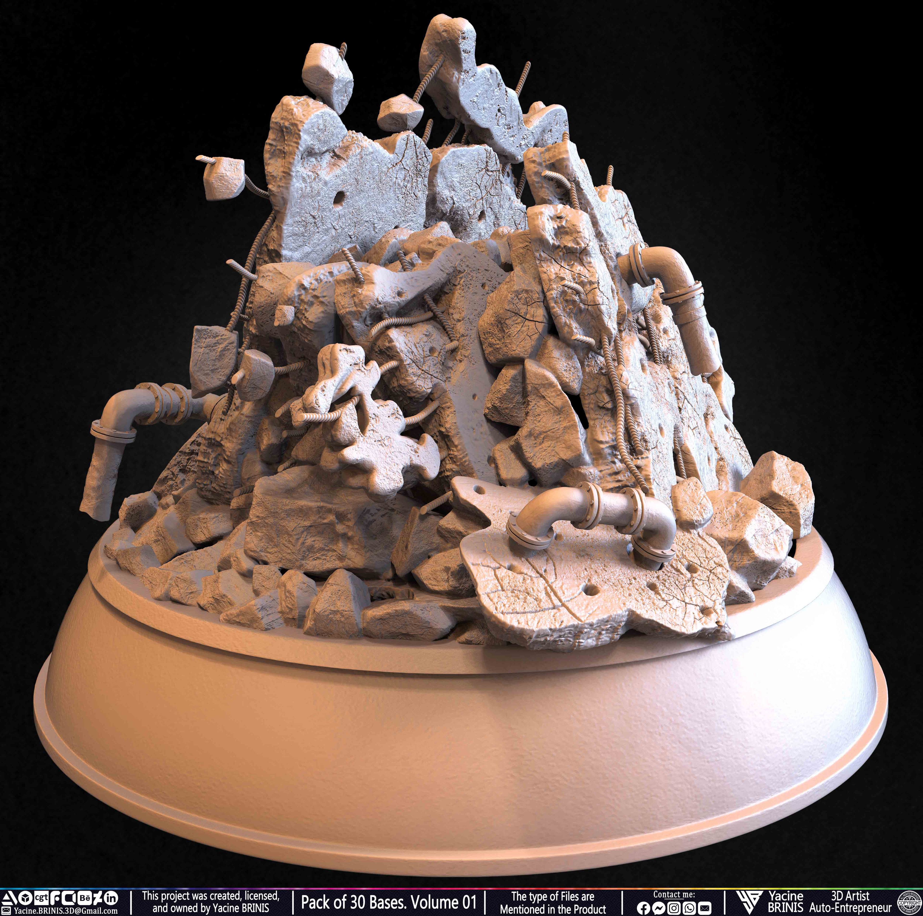 Pack of 30 Bases for Collectibles and 3D Printing Volume 01 Sculpted by Yacine BRINIS Set 039