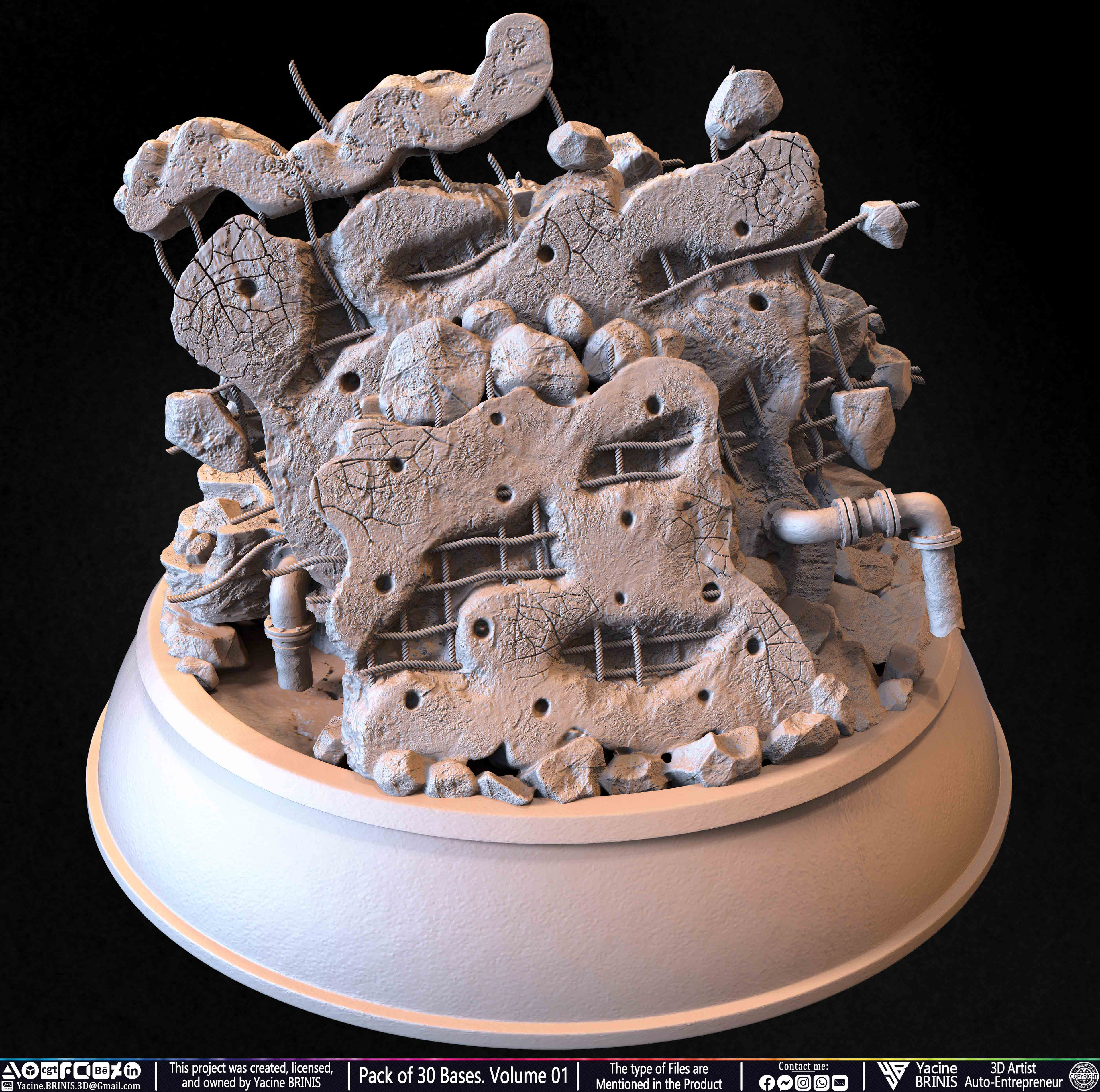 Pack of 30 Bases for Collectibles and 3D Printing Volume 01 Sculpted by Yacine BRINIS Set 042