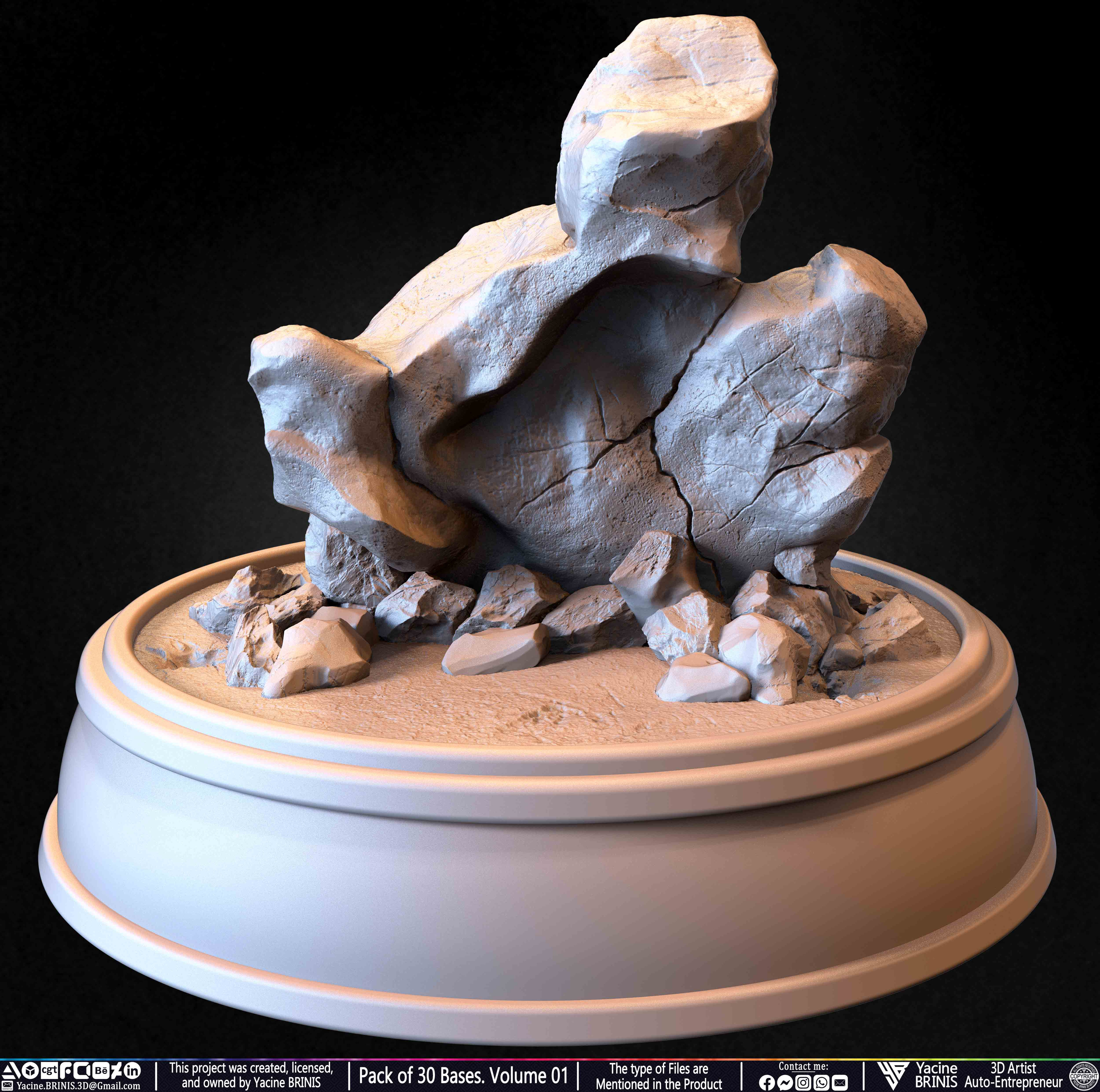 Pack of 30 Bases for Collectibles and 3D Printing Volume 01 Sculpted by Yacine BRINIS Set 045