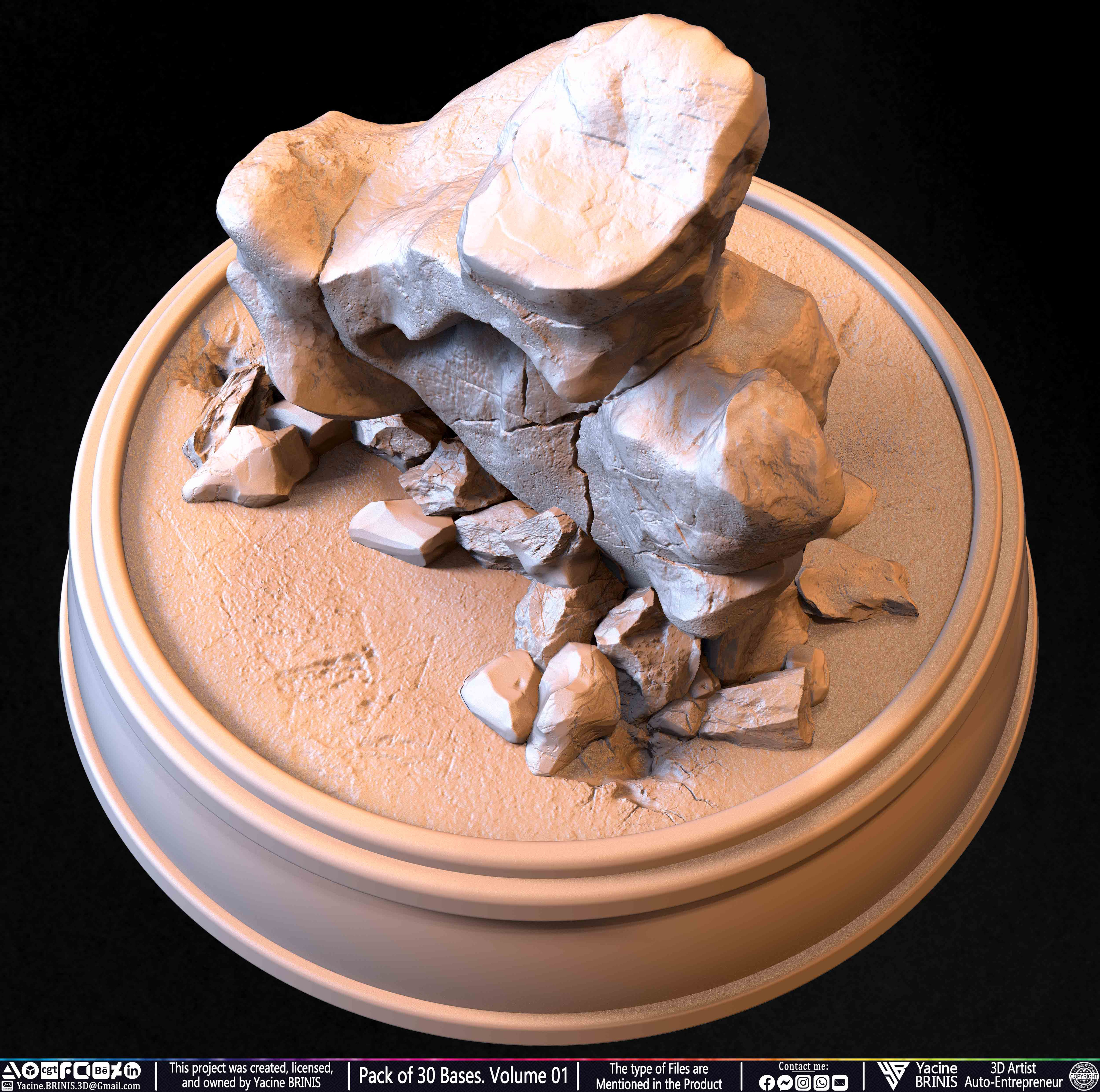 Pack of 30 Bases for Collectibles and 3D Printing Volume 01 Sculpted by Yacine BRINIS Set 047