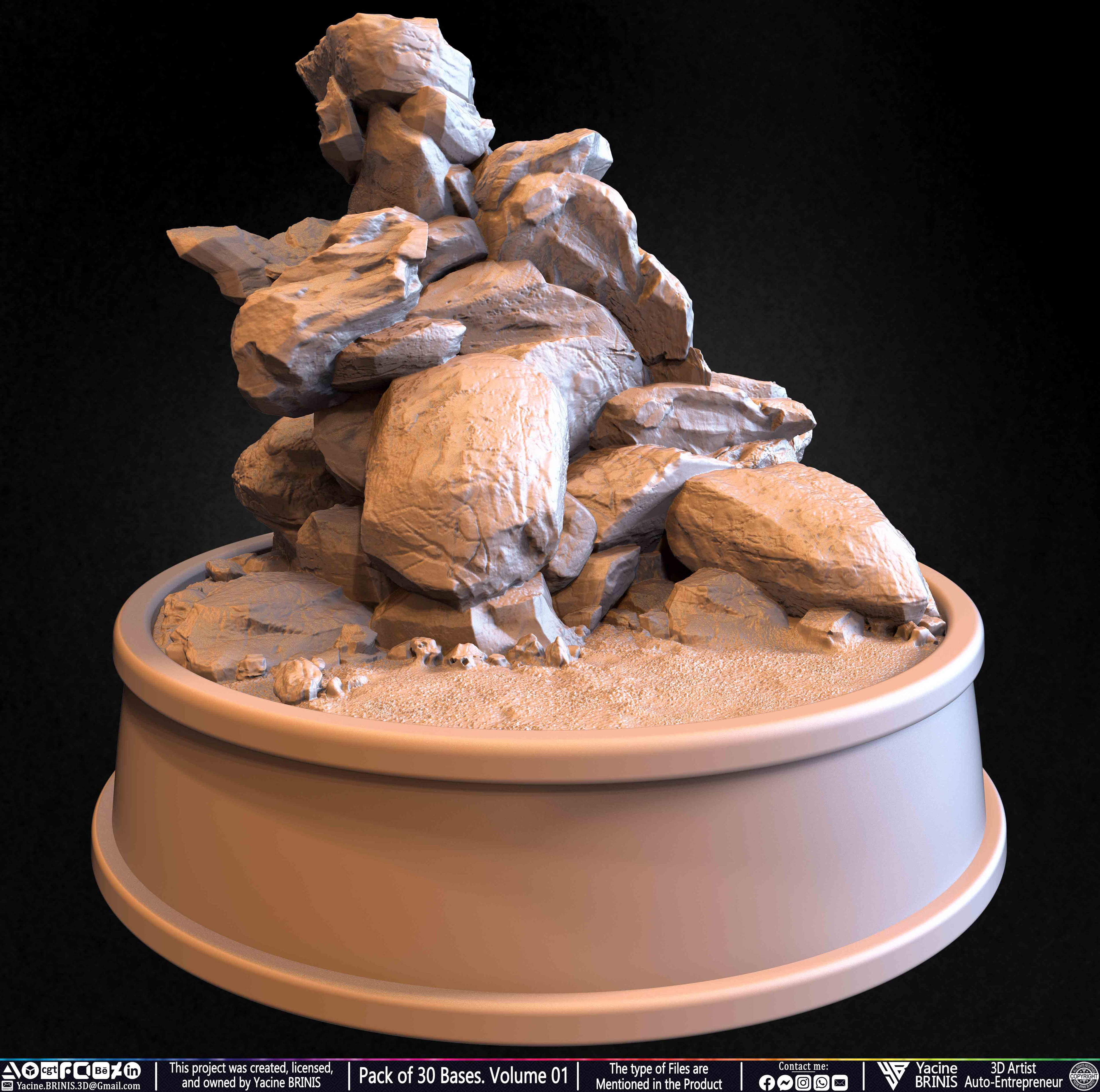 Pack of 30 Bases for Collectibles and 3D Printing Volume 01 Sculpted by Yacine BRINIS Set 049