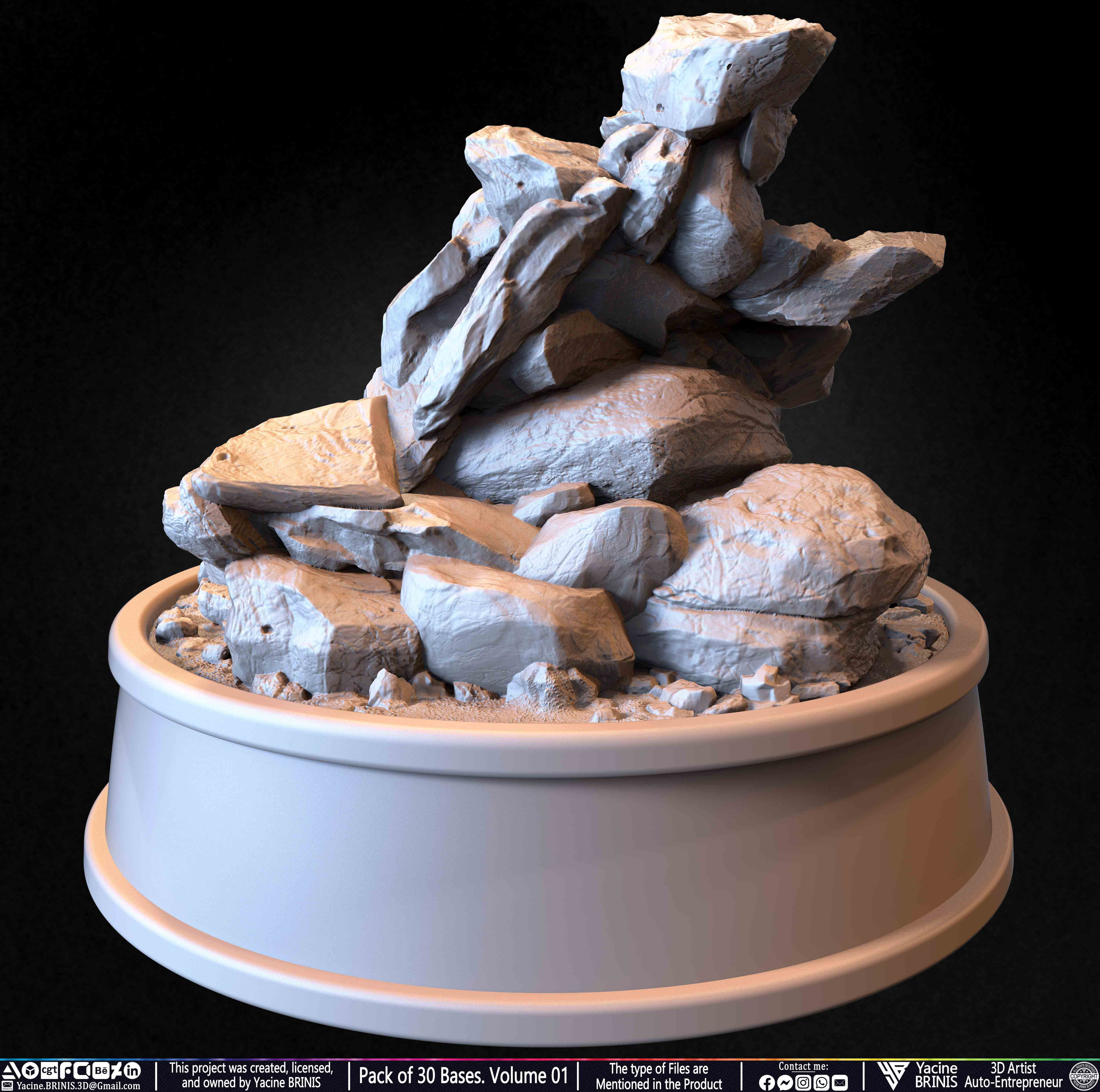 Pack of 30 Bases for Collectibles and 3D Printing Volume 01 Sculpted by Yacine BRINIS Set 050