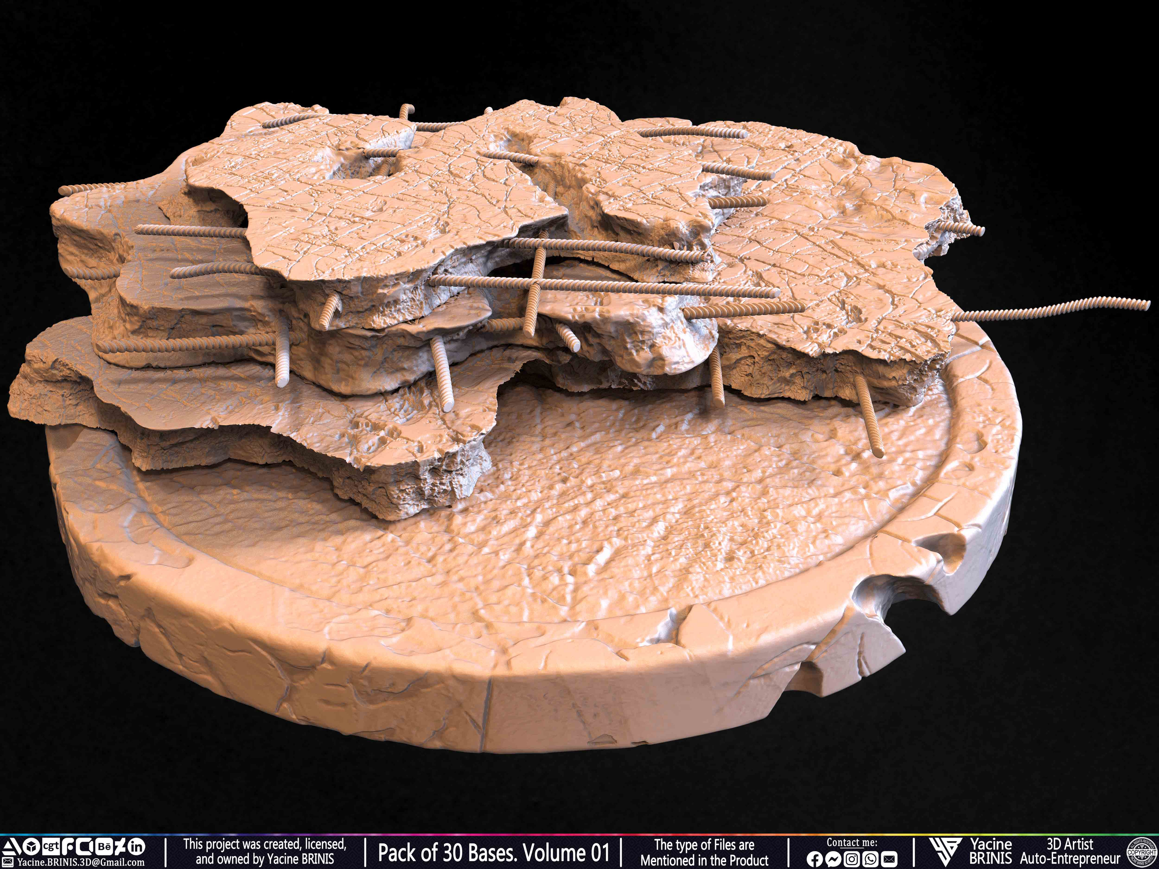 Pack of 30 Bases for Collectibles and 3D Printing Volume 01 Sculpted by Yacine BRINIS Set 054