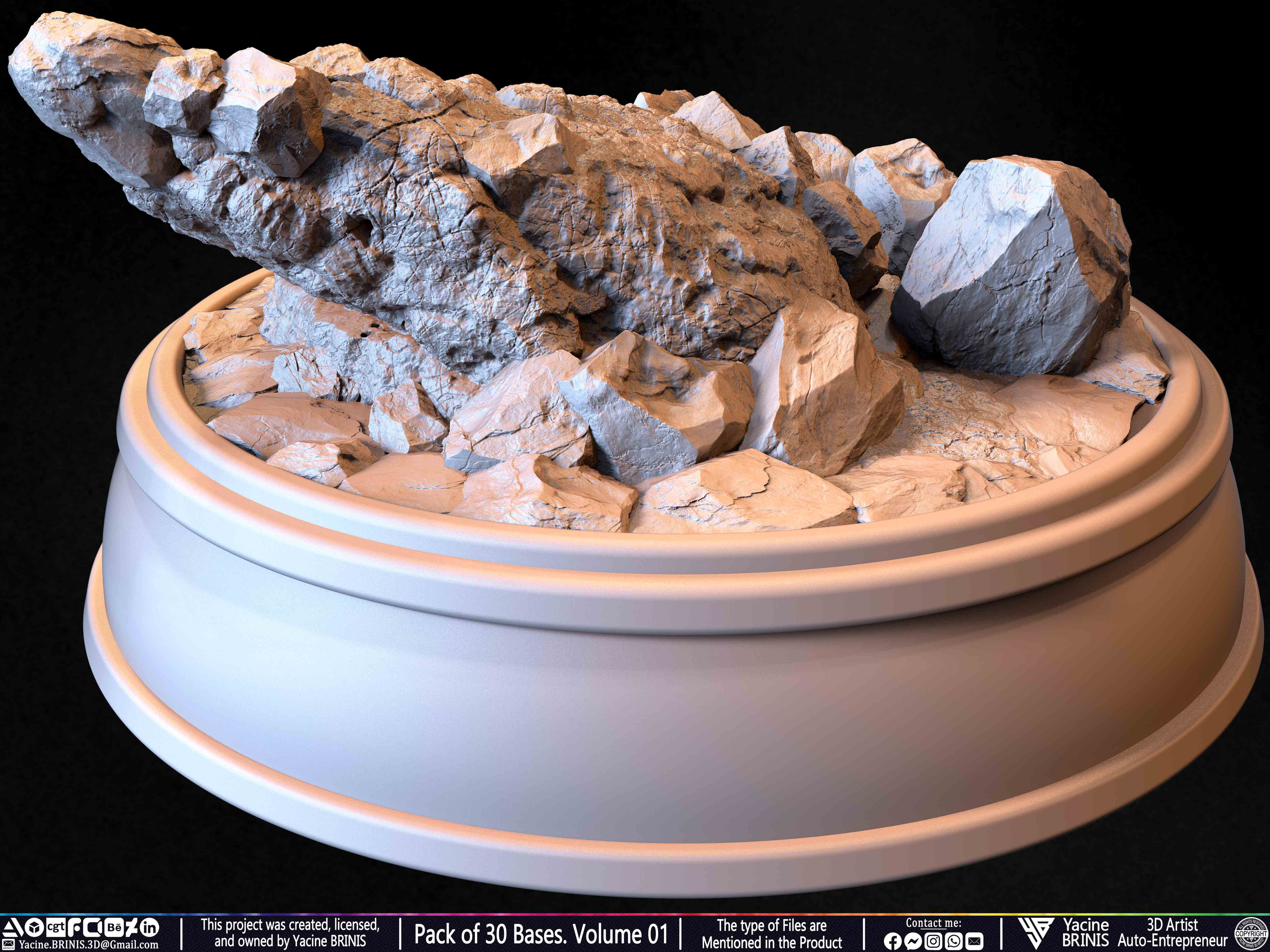 Pack of 30 Bases for Collectibles and 3D Printing Volume 01 Sculpted by Yacine BRINIS Set 056
