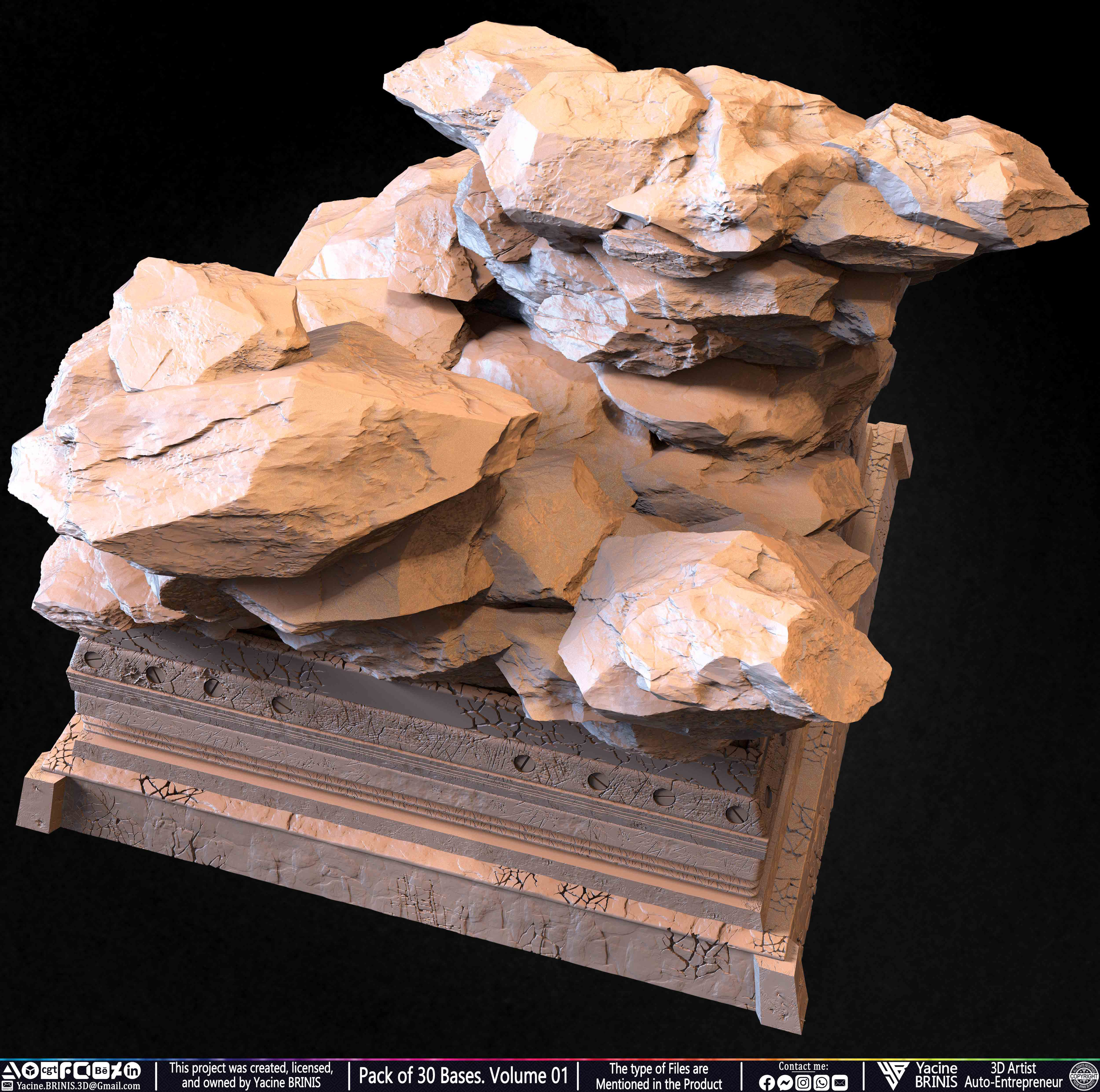 Pack of 30 Bases for Collectibles and 3D Printing Volume 01 Sculpted by Yacine BRINIS Set 065