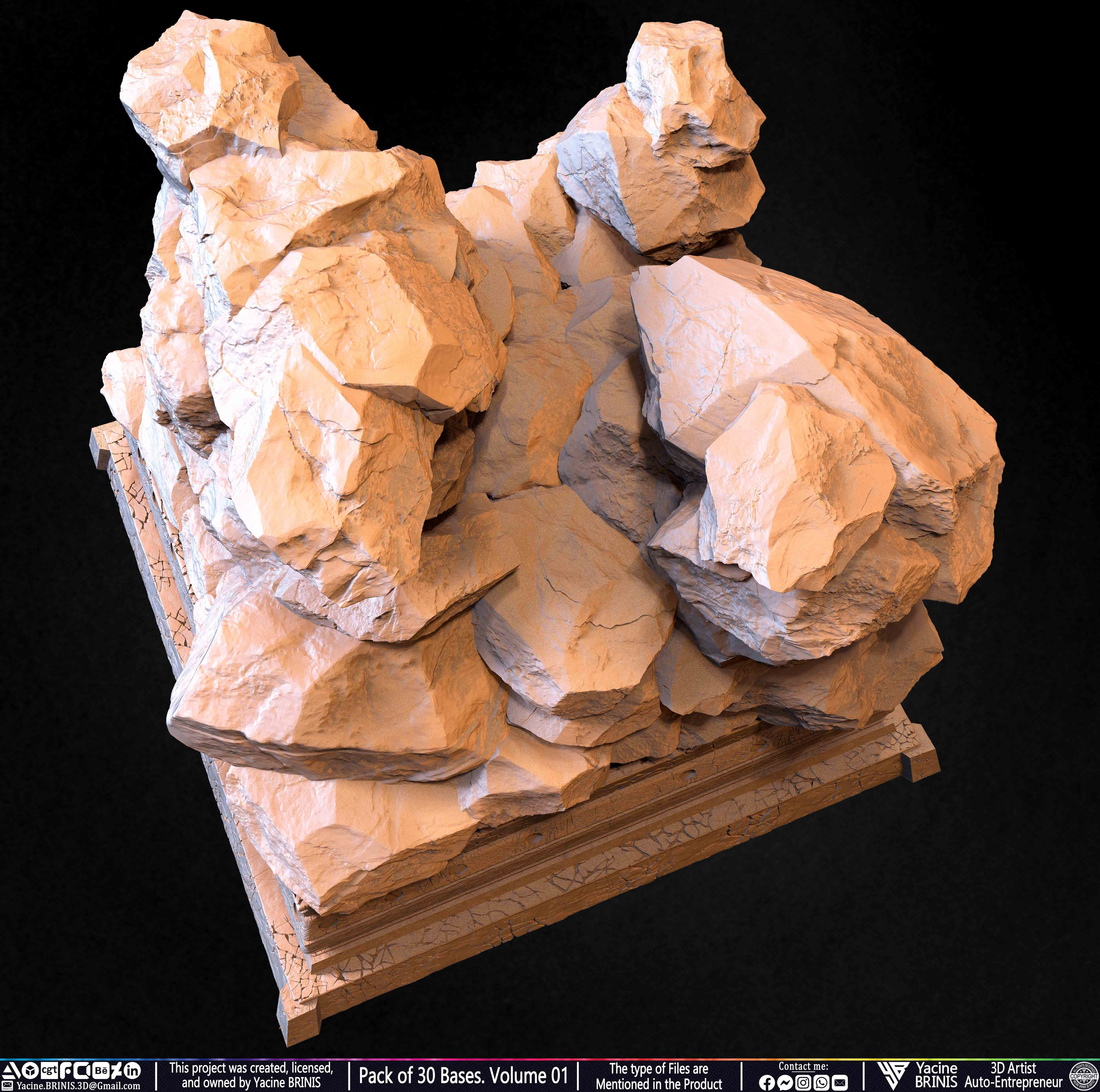 Pack of 30 Bases for Collectibles and 3D Printing Volume 01 Sculpted by Yacine BRINIS Set 067