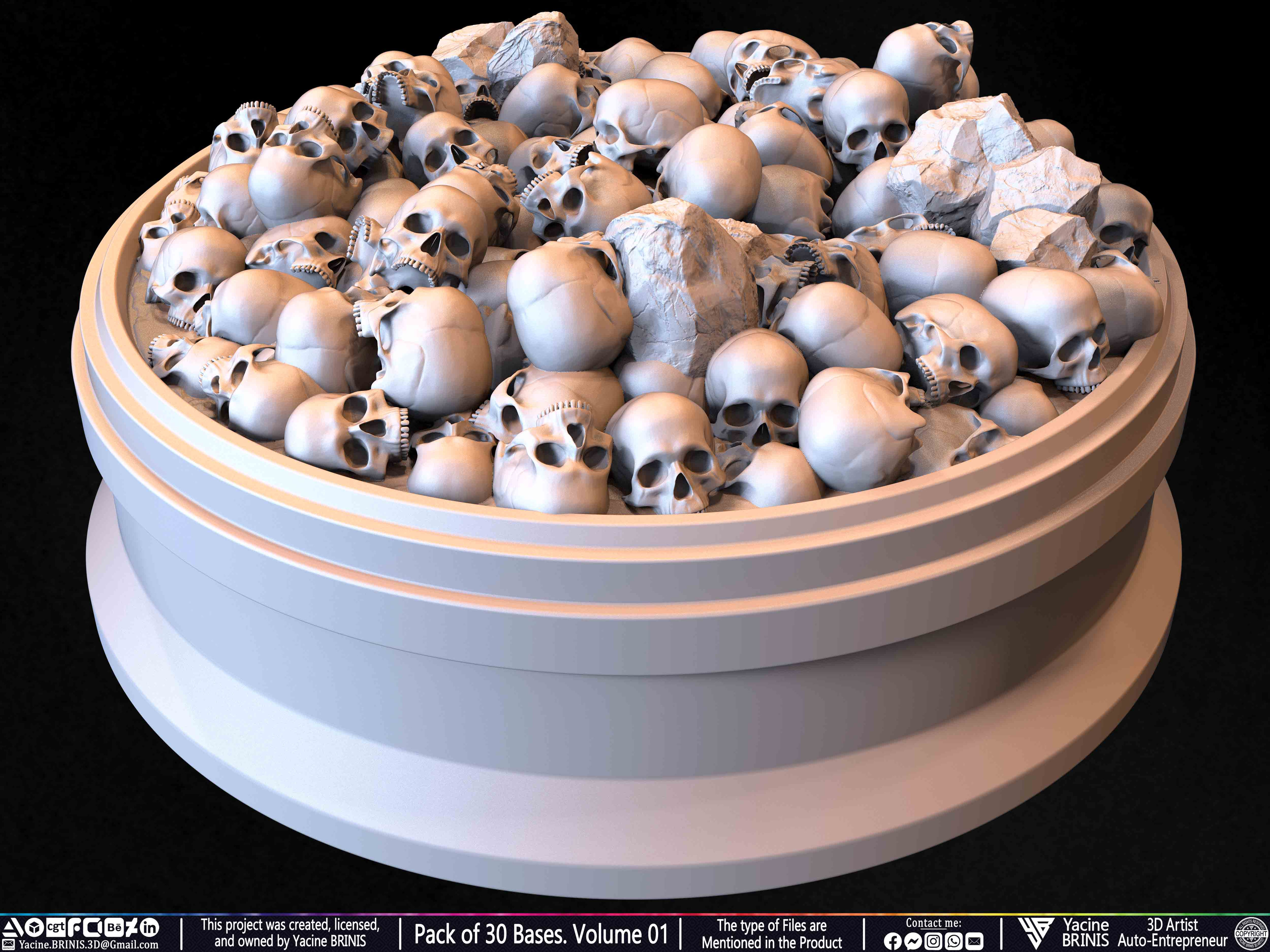 Pack of 30 Bases for Collectibles and 3D Printing Volume 01 Sculpted by Yacine BRINIS Set 069