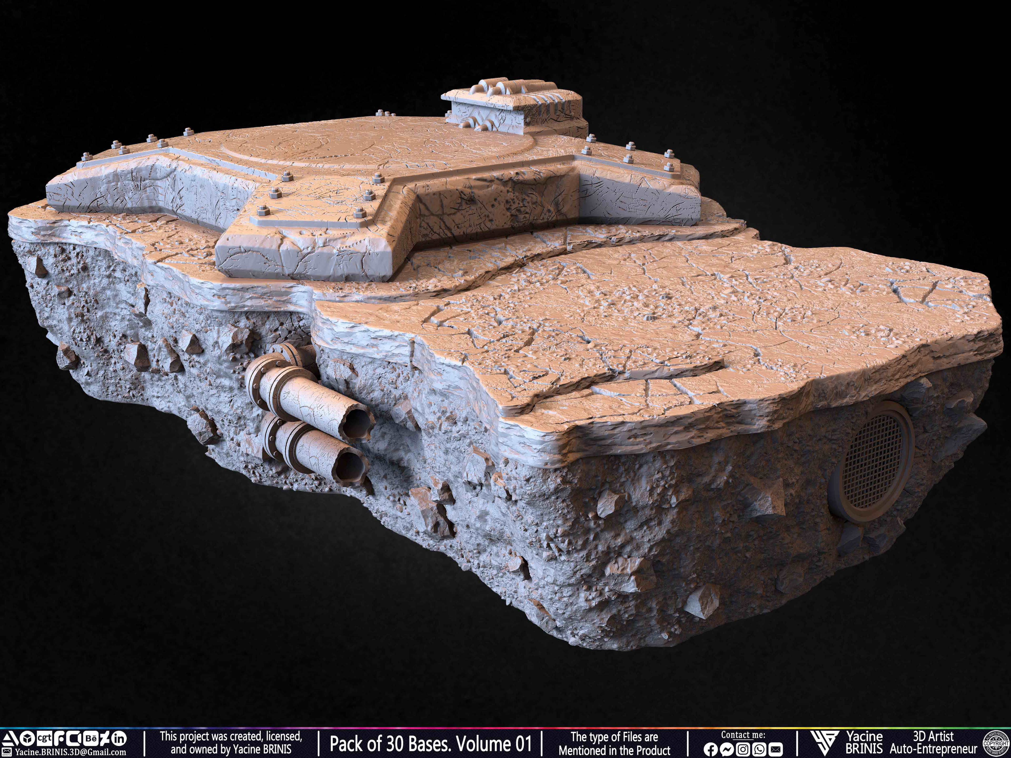 Pack of 30 Bases for Collectibles and 3D Printing Volume 01 Sculpted by Yacine BRINIS Set 071