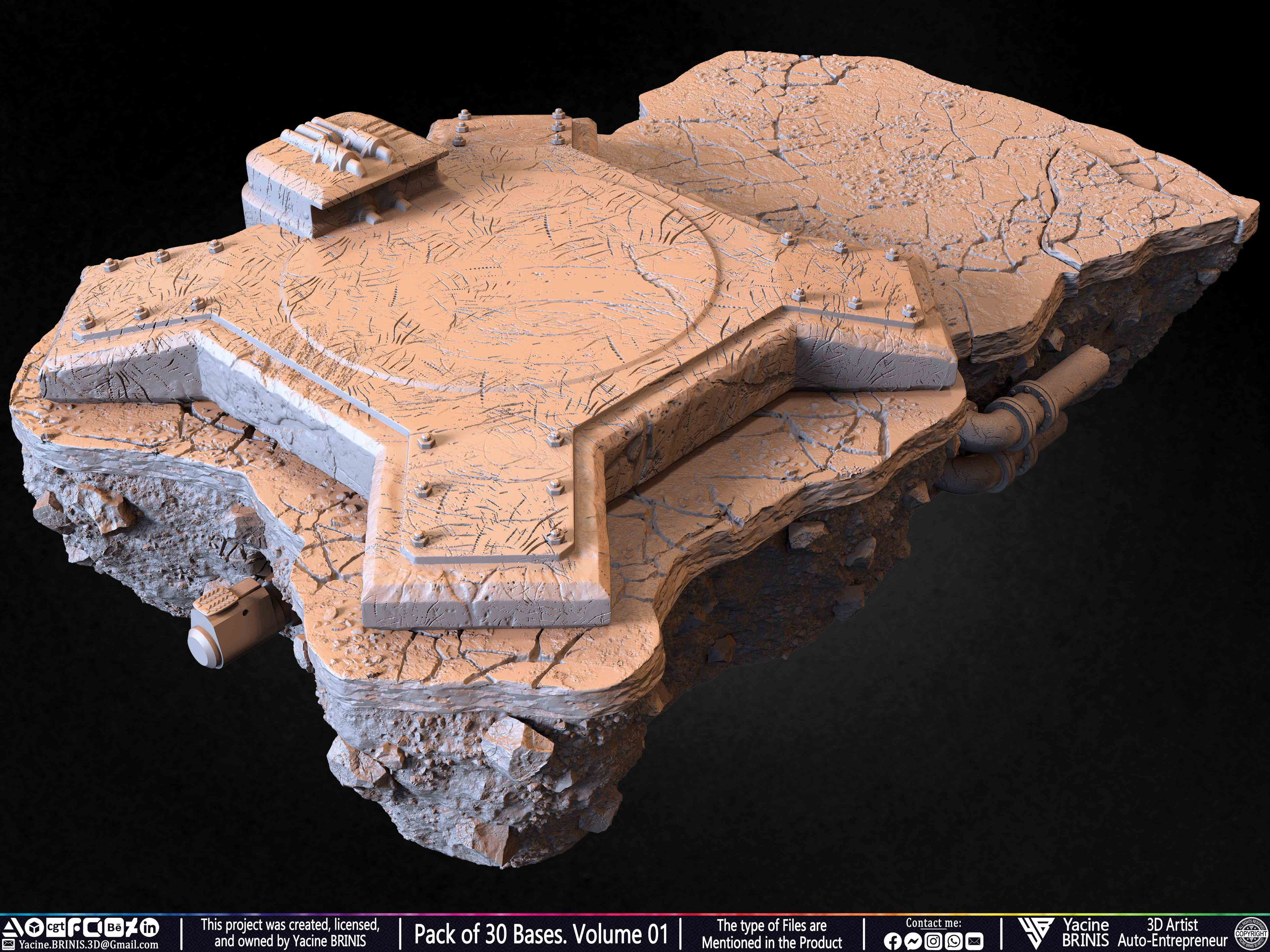 Pack of 30 Bases for Collectibles and 3D Printing Volume 01 Sculpted by Yacine BRINIS Set 073