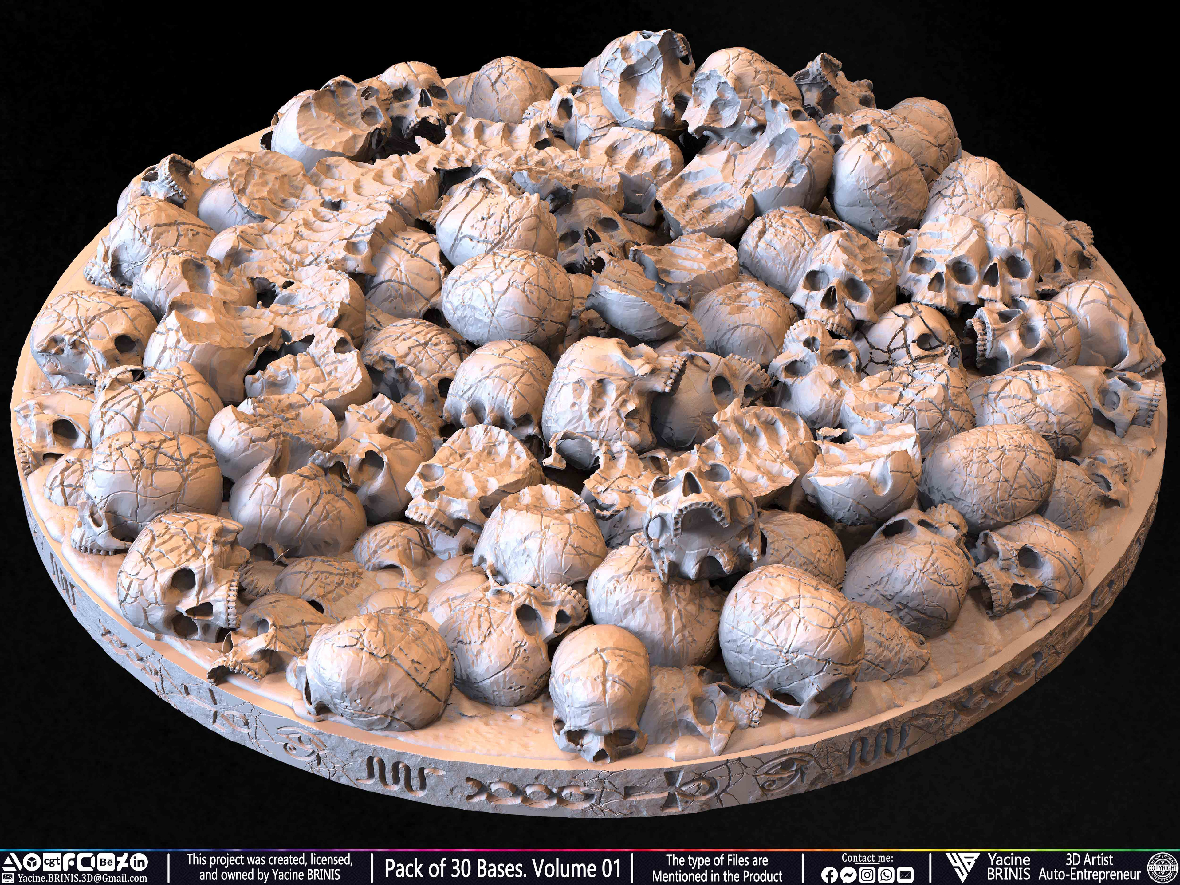 Pack of 30 Bases for Collectibles and 3D Printing Volume 01 Sculpted by Yacine BRINIS Set 082
