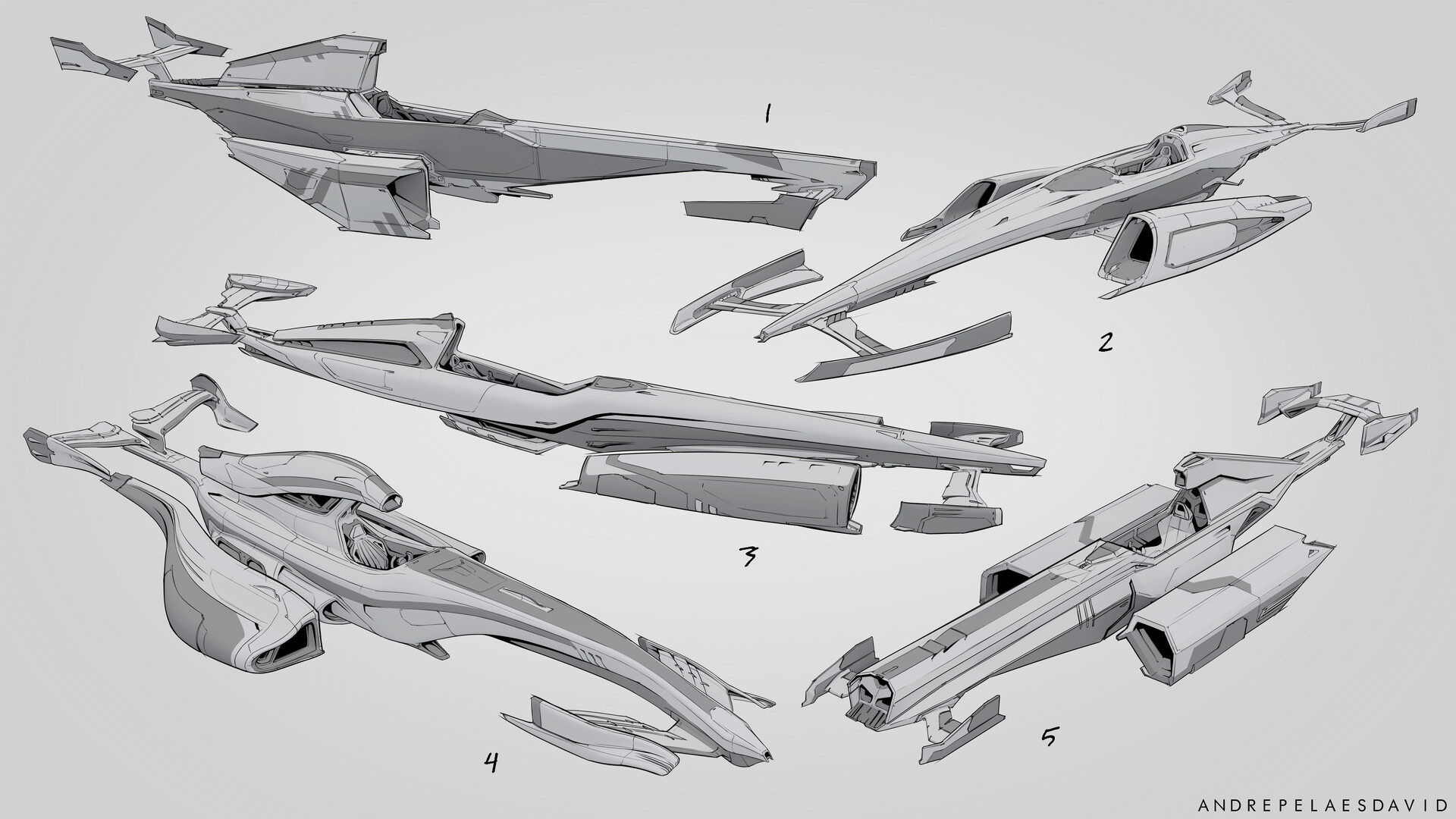 Andre Pelaes David - Concept Artist - F1 2150 - Initial Sketches