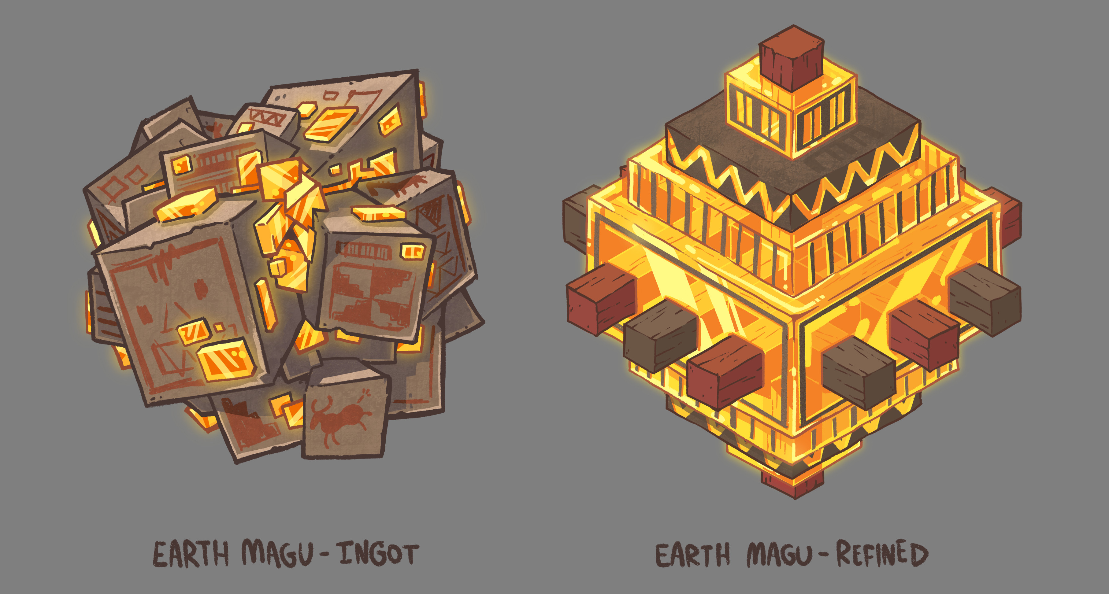 Earth Magu- Ingot &amp; Refined - Final Renders