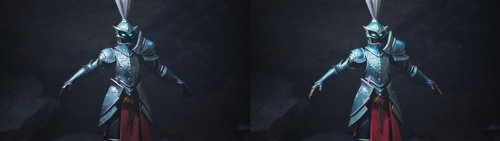 Texture Adjustments, left side is the new version, right side is the original from Kiel Figgins' rig.