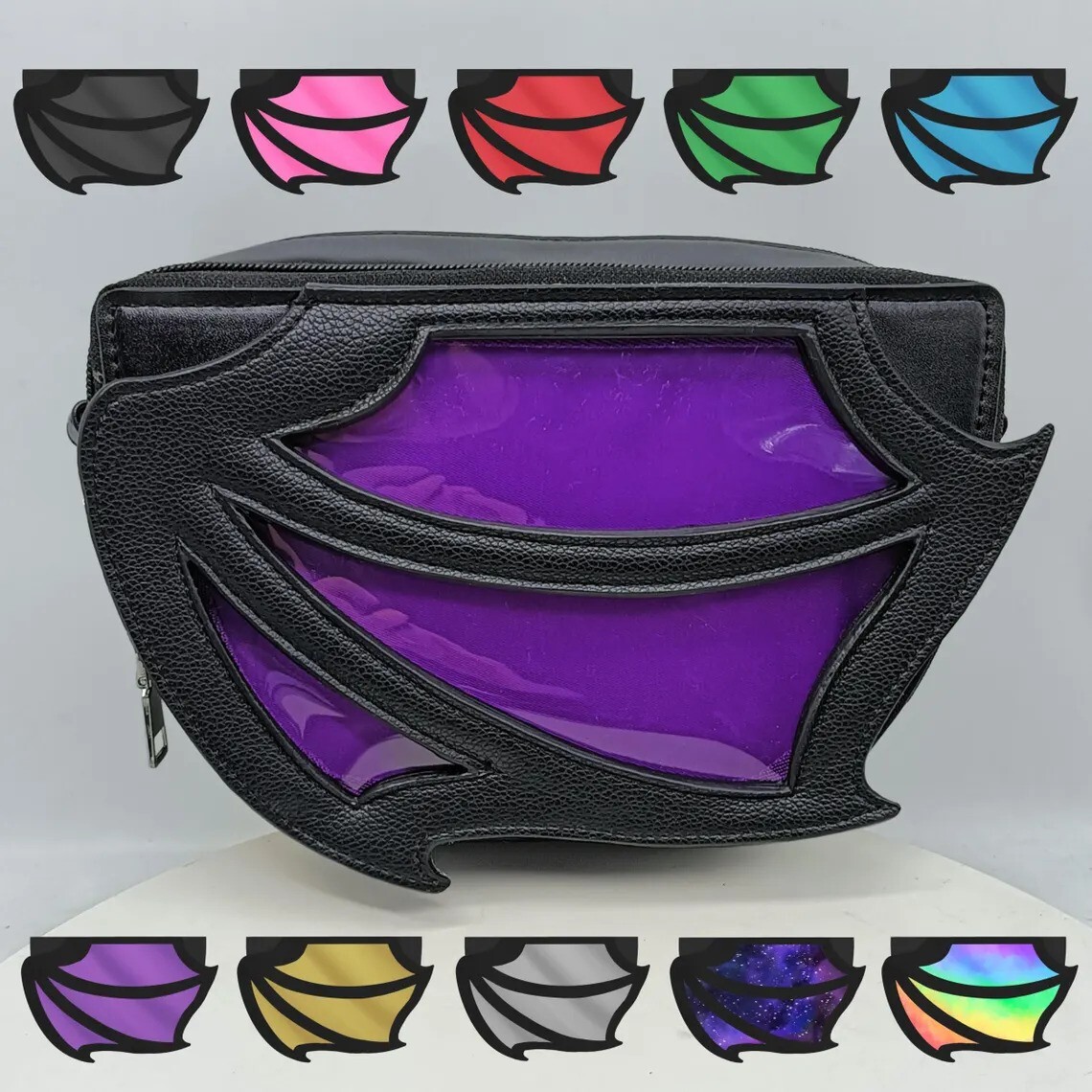 Custom designed Dragon Wing Ita Clutch, changes colors with the different inserts!
