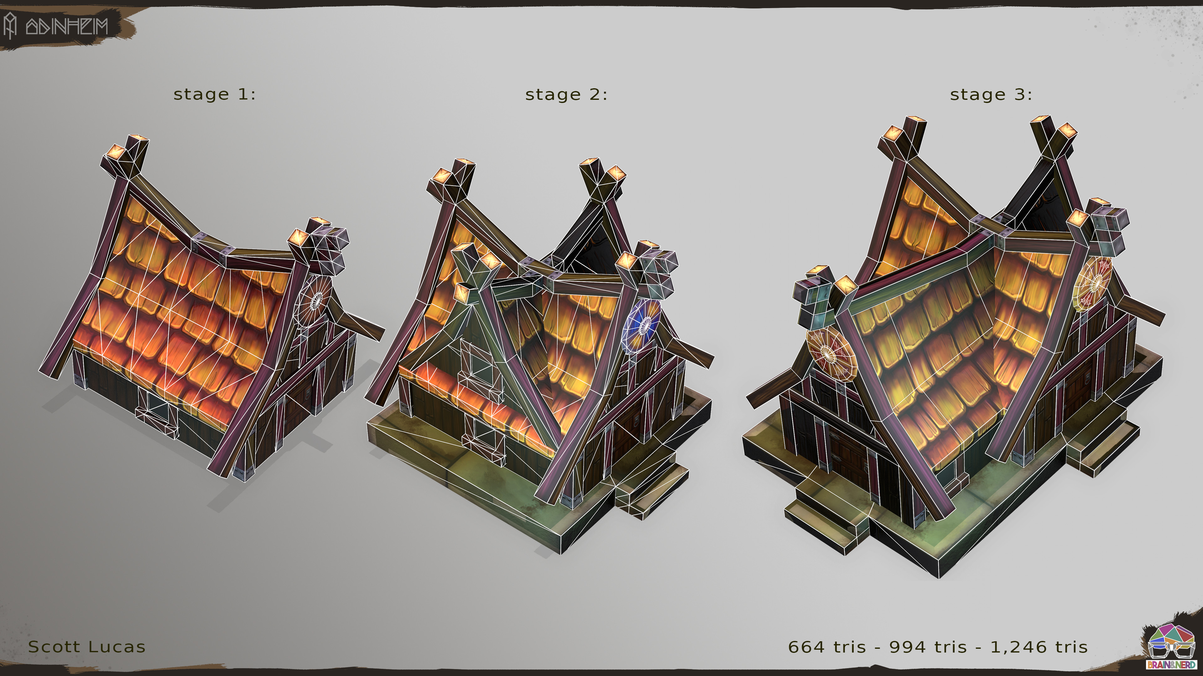 Each building had three levels that the player could upgrade to.
