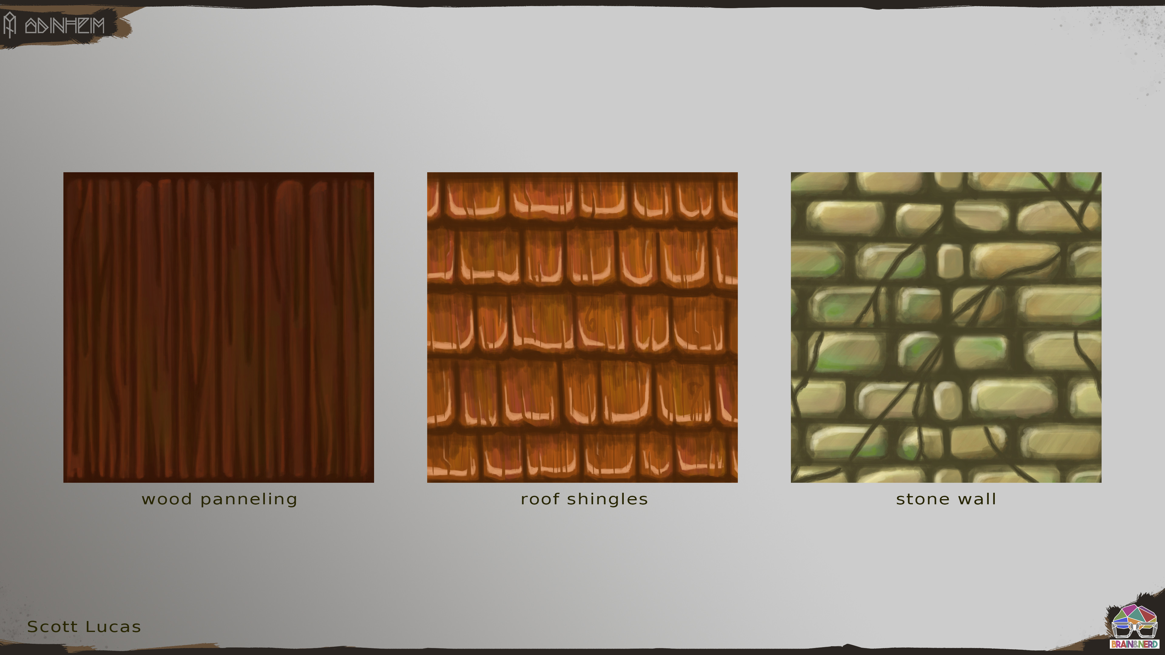 A selection of tileable textures that I had painted to be used on the models.