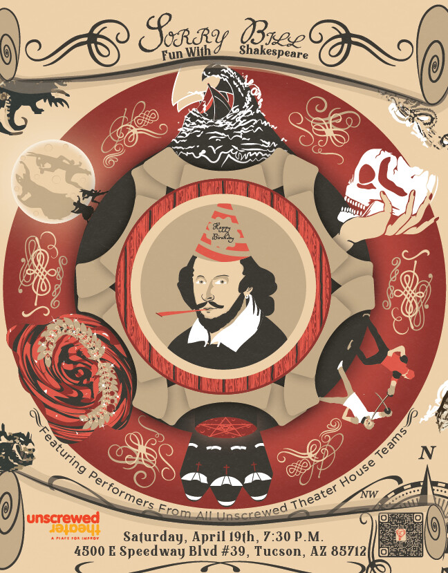 18 x 26 Shakespeare poster, one of the 5 formats produced for the Unscrewed Theater.