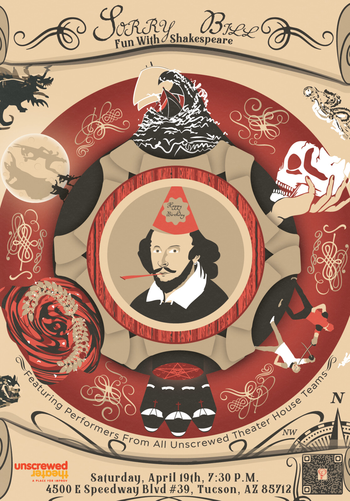5 x 8 Shakespeare poster, one of the 5 formats produced for the Unscrewed Theater.