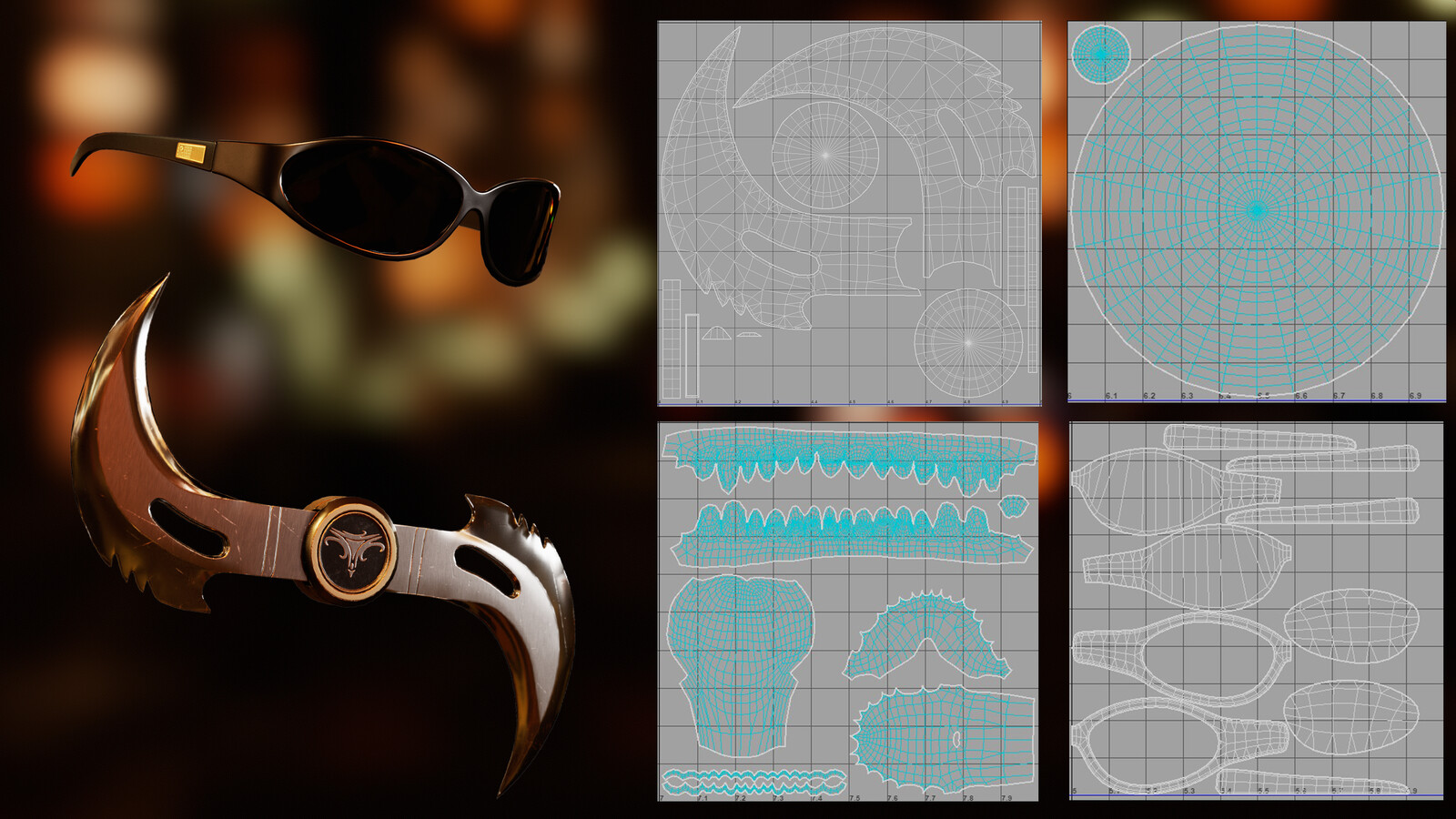 Glasses, Glaive, Eyes, and Mouth. 2k each. 