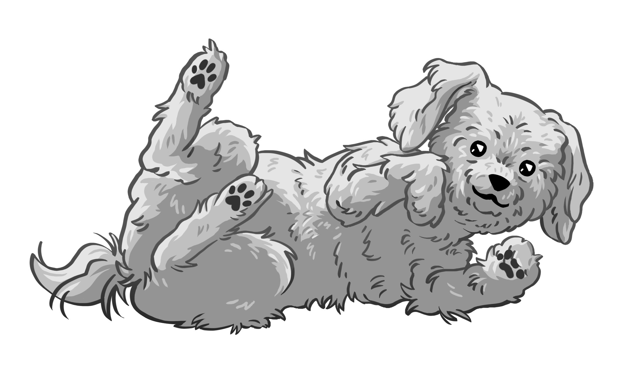 Upon clicking the dog the first time, a player is greeted with this full size illustration as a way to manage Celia's self care.