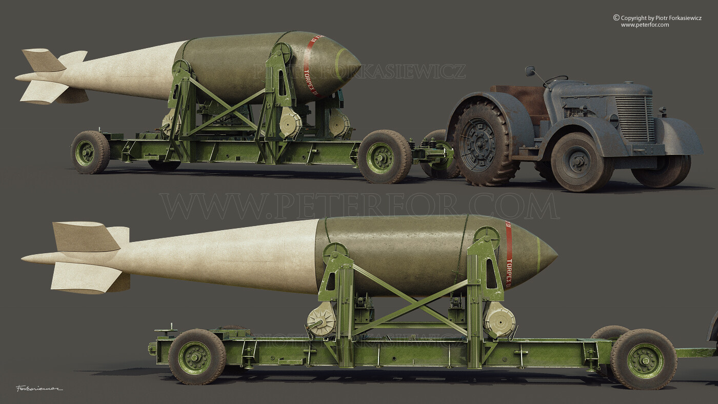 Bomb trolley + tractor