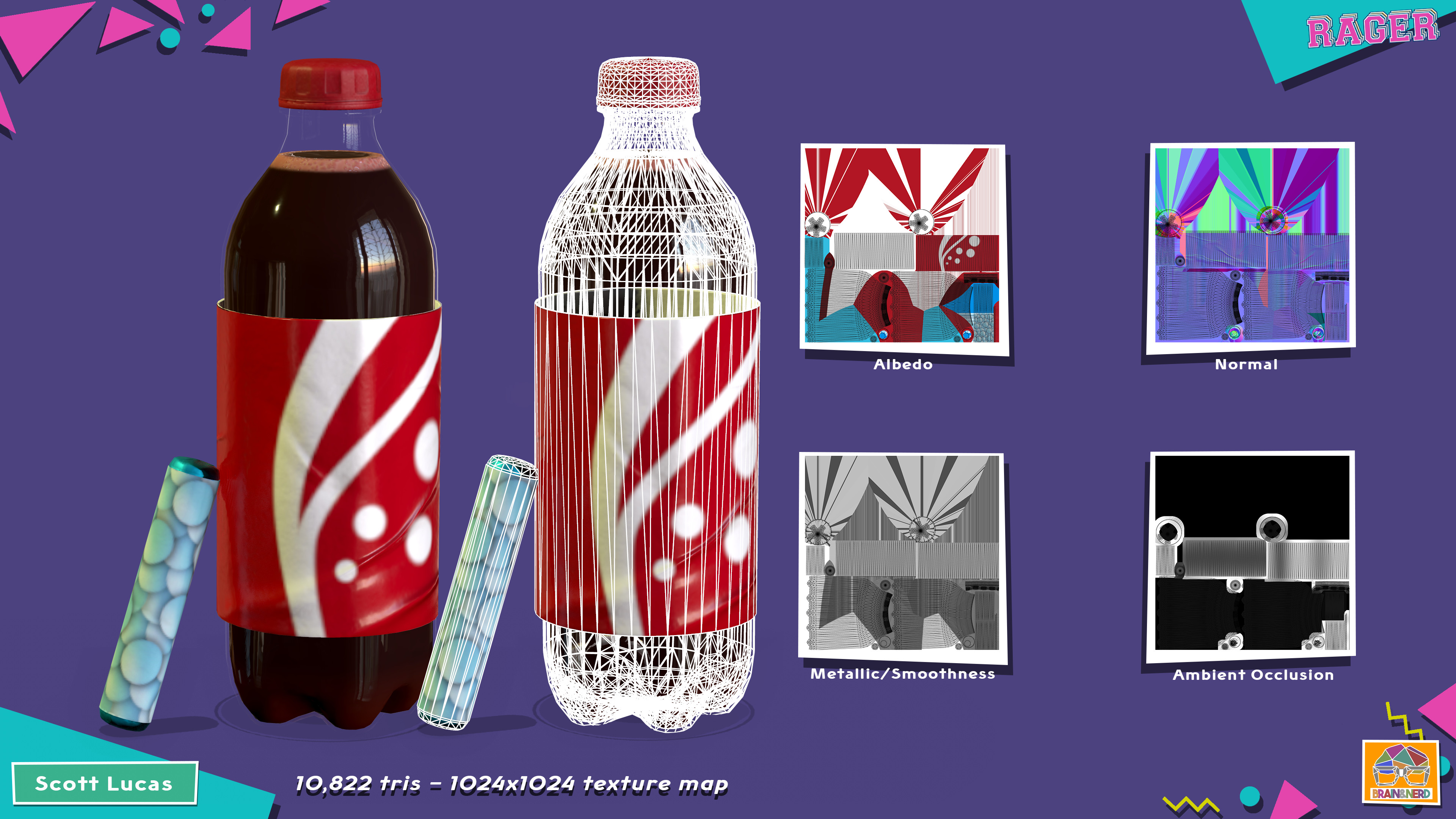 Soda was textured in painter, but the particle effects/VFX was handled in Unity.