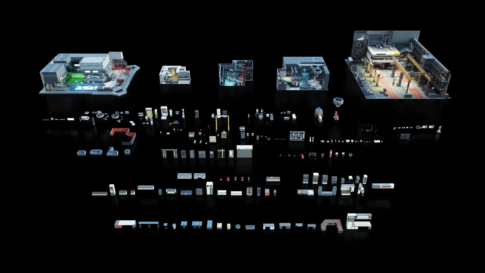 This kit has over 150 unique props, I textured 100% of them 