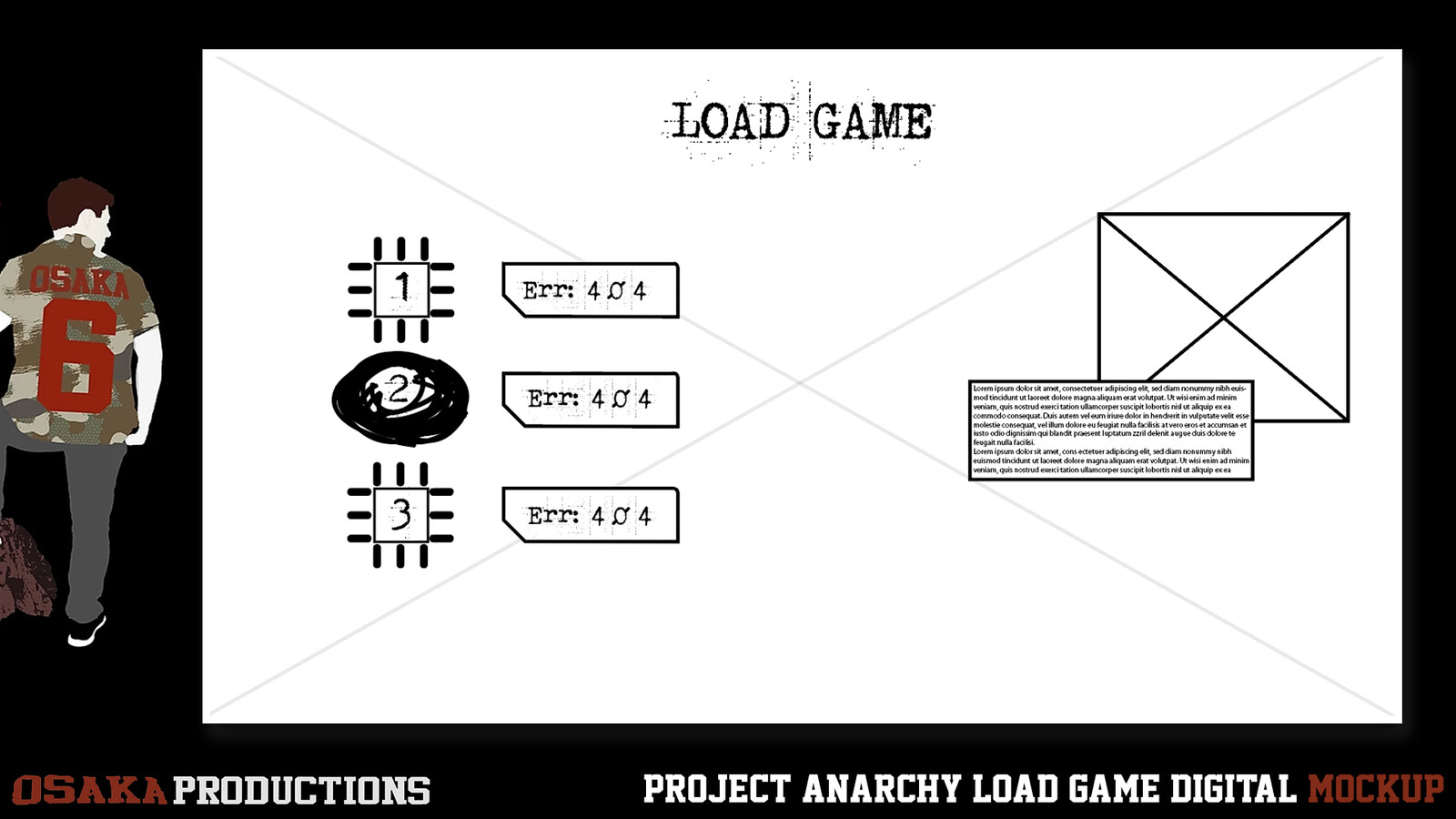 Finalized digital version of the Load Game UI.  