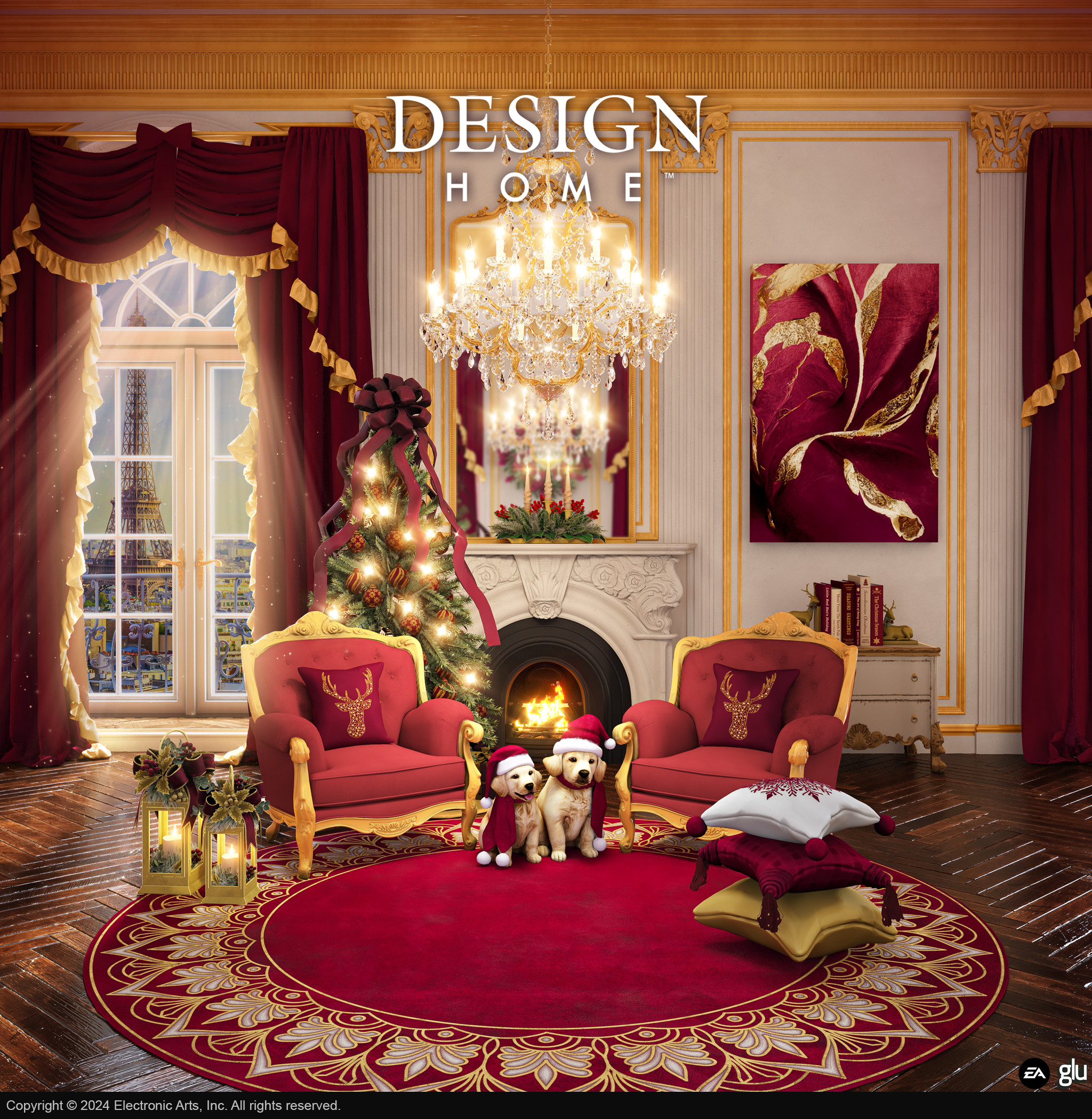 Assets I created: Bedazzled Wonderland Pillow Stack and Ruby Bow Holiday Tree