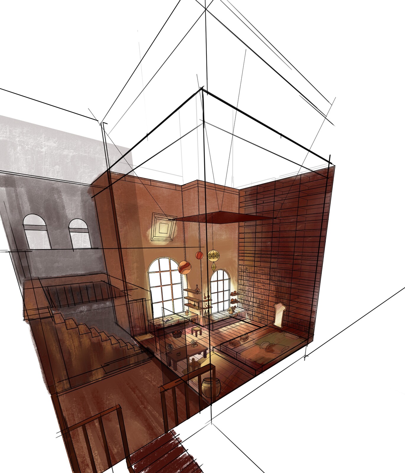 Inner Courtyard and Back Porch