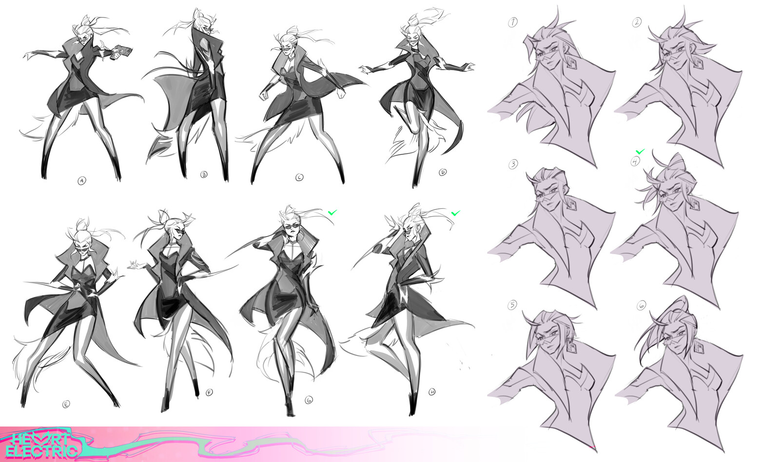 thumbnails for final render and also some hairstyle variations