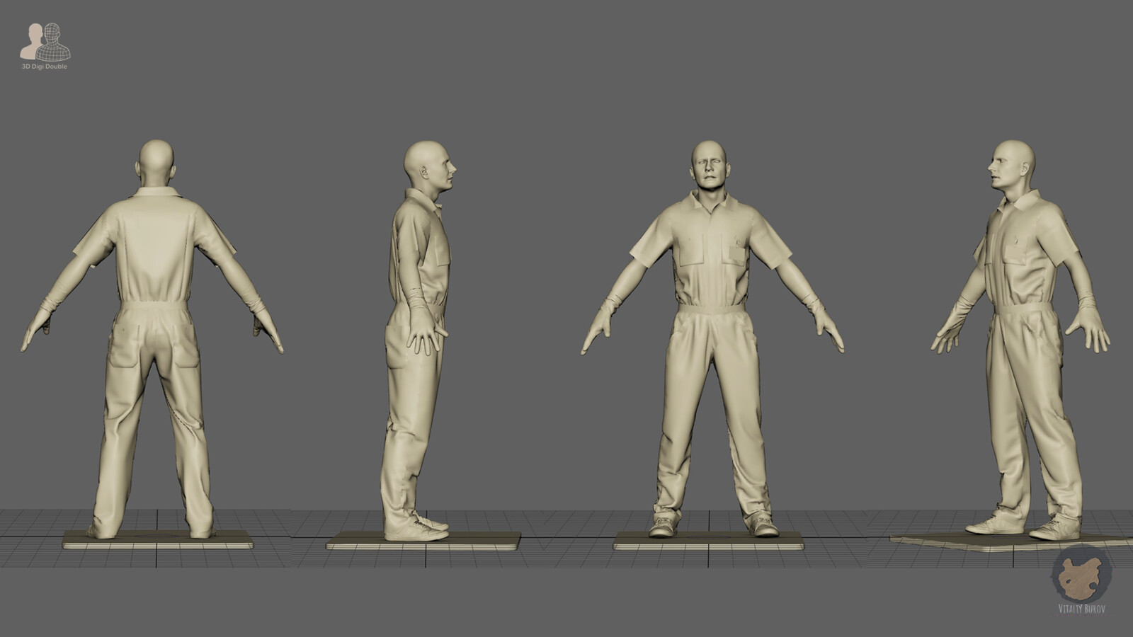 Designed and digitally recreated full body. This view is from Maya with no lighting.