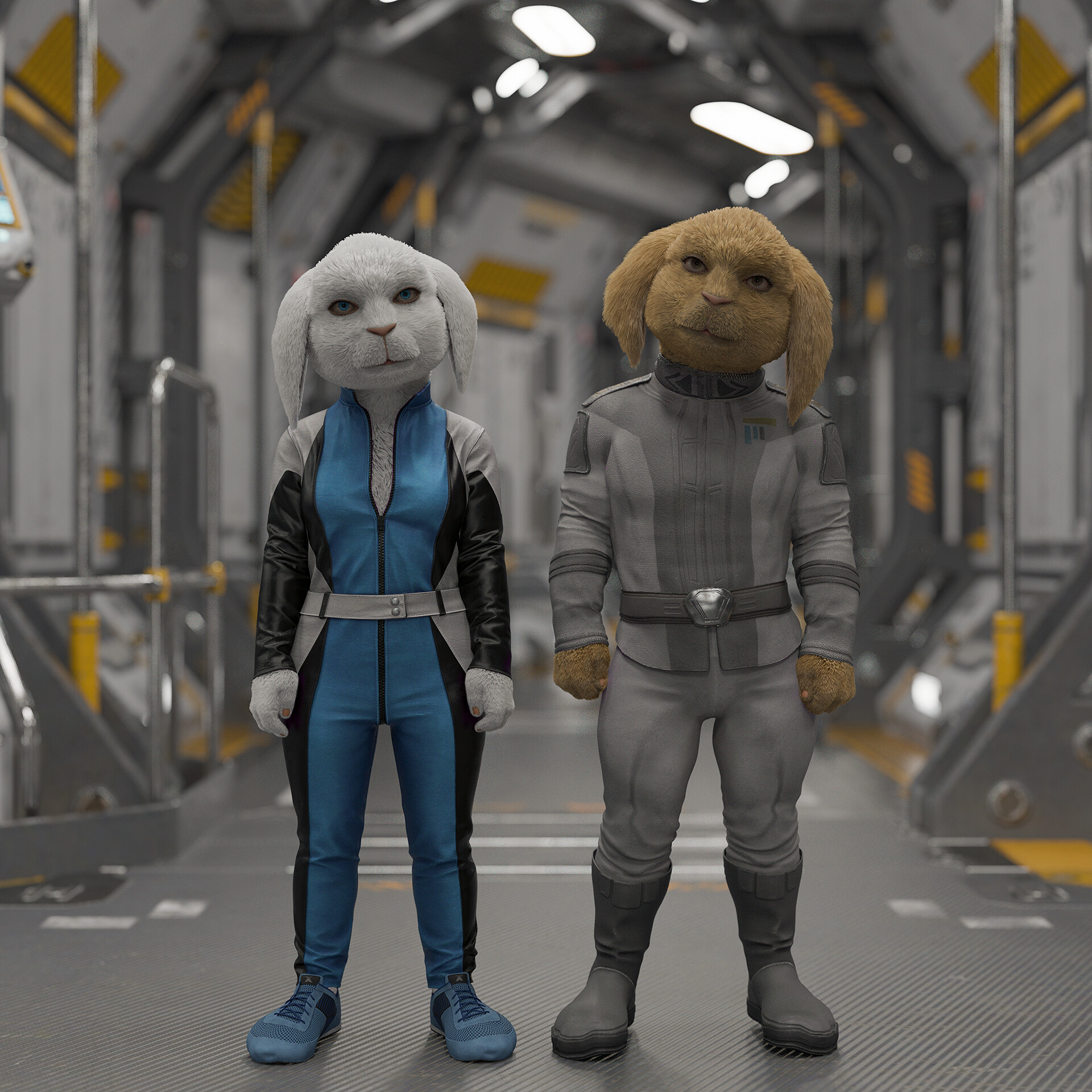 ArtStation - Anthropomorphic rabbits on a space base