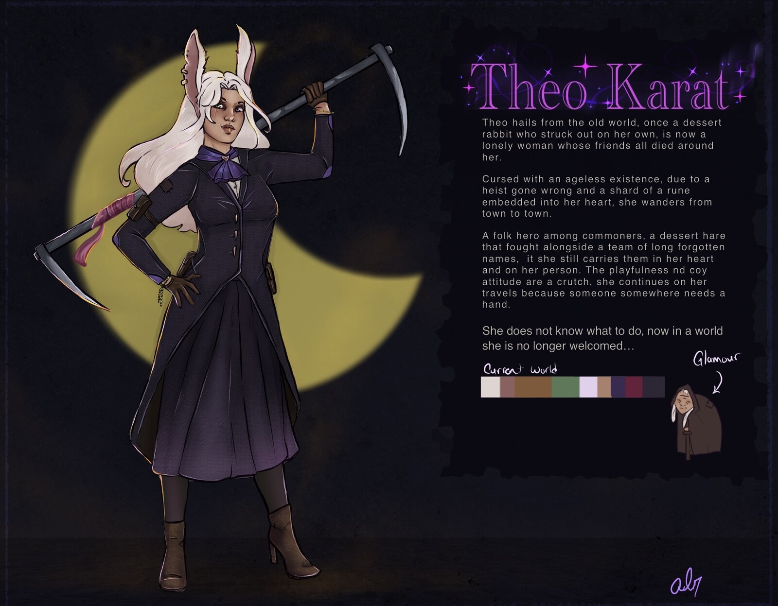 Theo was one of the harder ones to redesign her original was very Final Fantasy inspired with bikini armor.