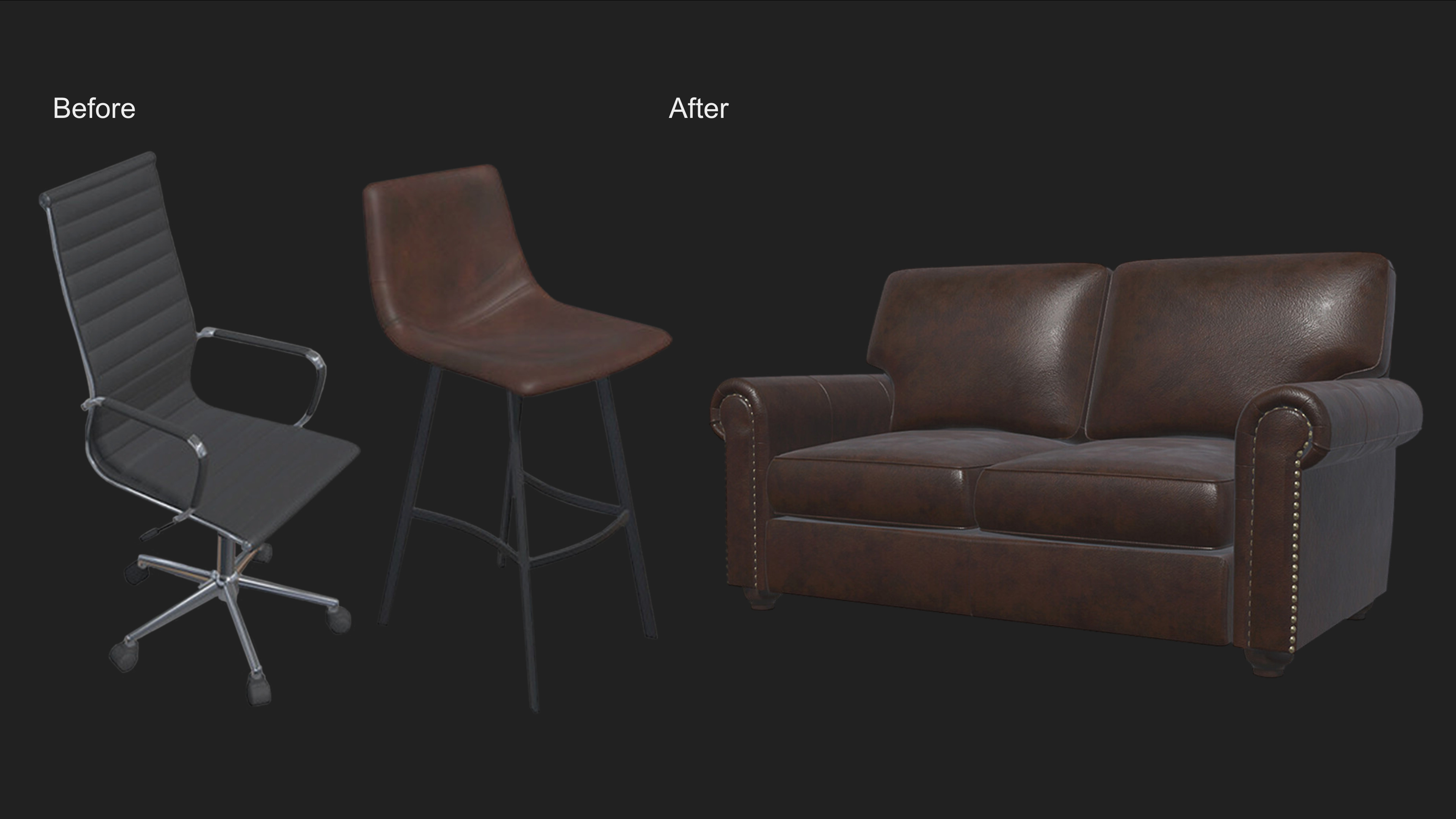Here is a comparison image showing the results before and after using the material library.