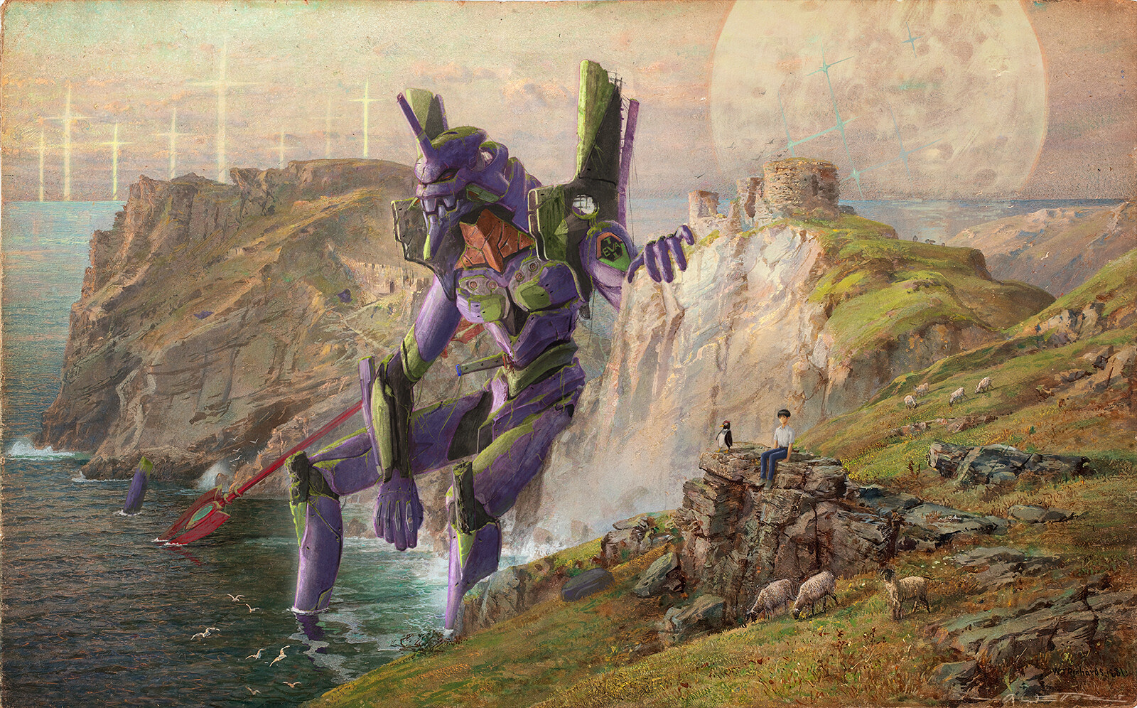Resting EVA 01 at Tintagel coast