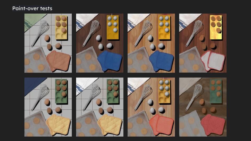 I created multiple paint-overs to see what colors worked well together for the final look.