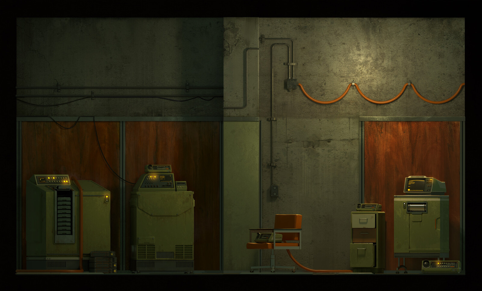 A wall and tech facade. I enjoy doing this sort of piece as a kind of "core sample" of the area's general look.