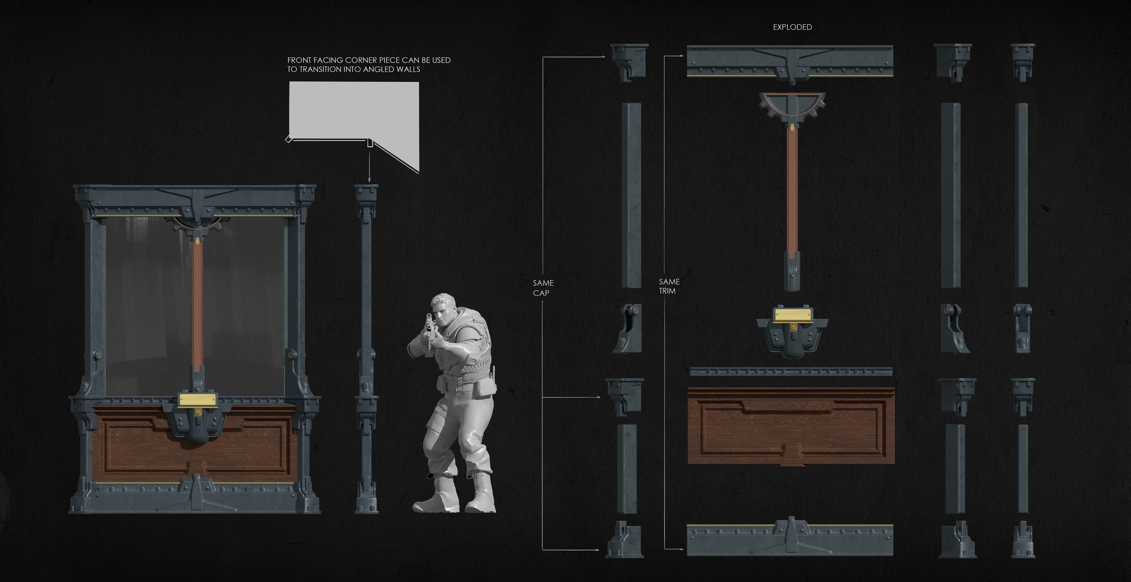 Breakdown of the display case modular set.