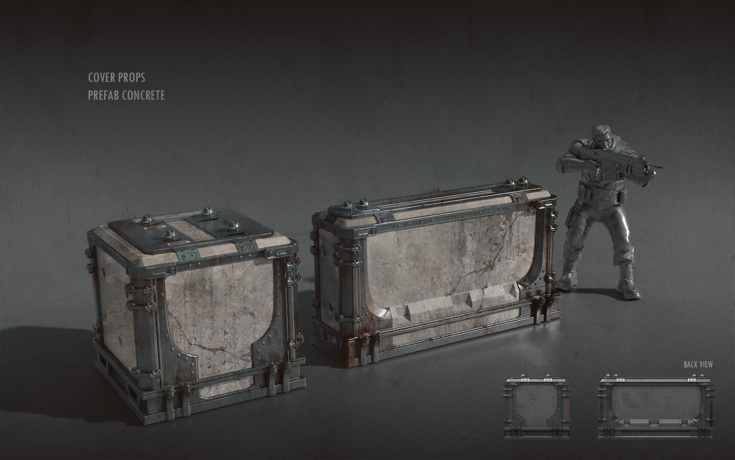 Gears 4 cover props for all maps. I had initially blocked all of these in with the intention of finishing maybe 2, but we decided to just use all of them!