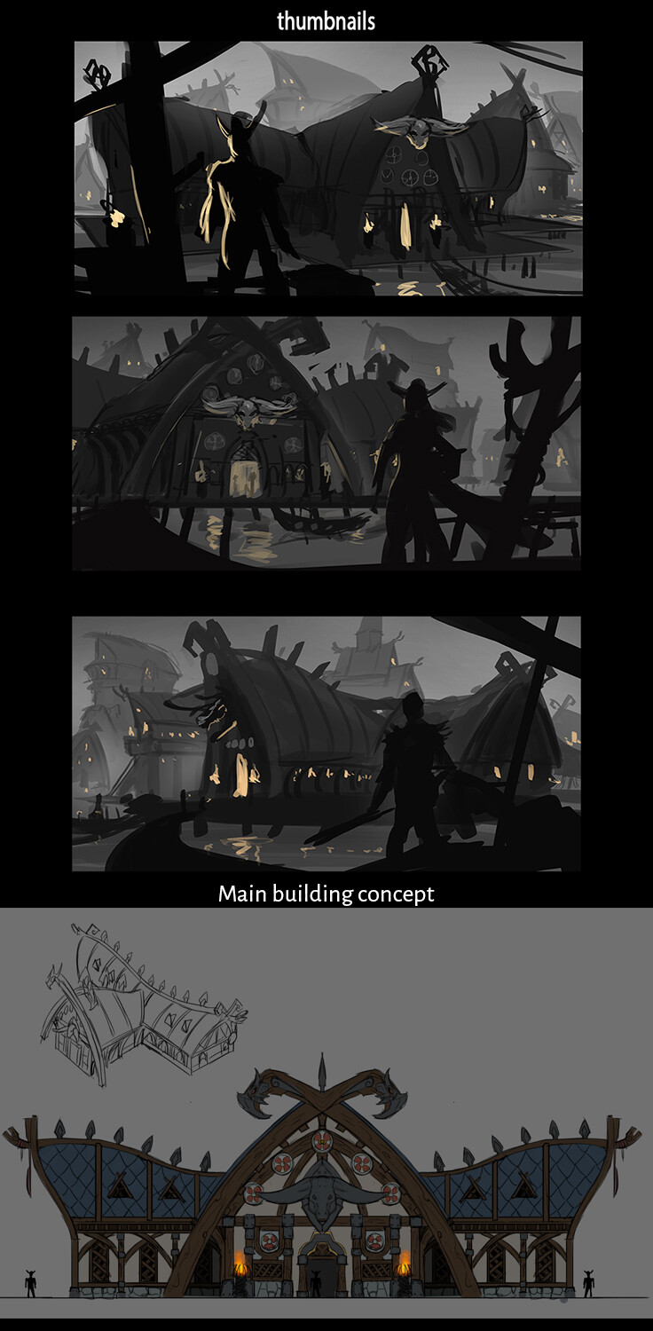 thumbnails + main building concept art