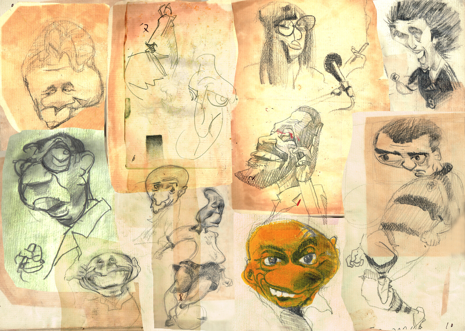 Spontaneous sketches of facial features, around the mid-1990s.