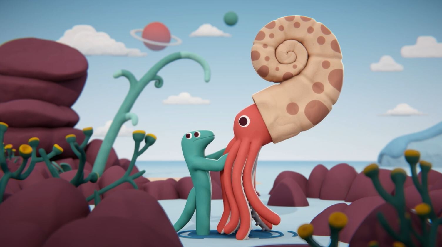 The series is in 3D with a clay animation style